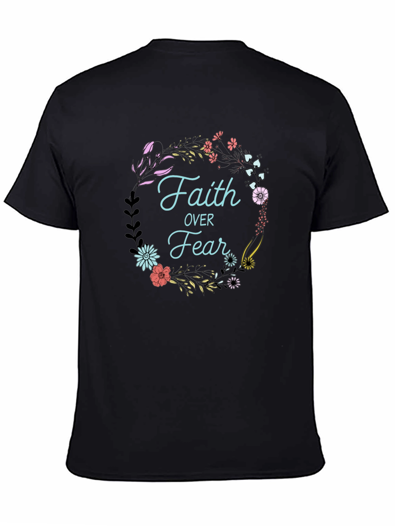 Faith Over Fear Floral Wreath Graphic Tee