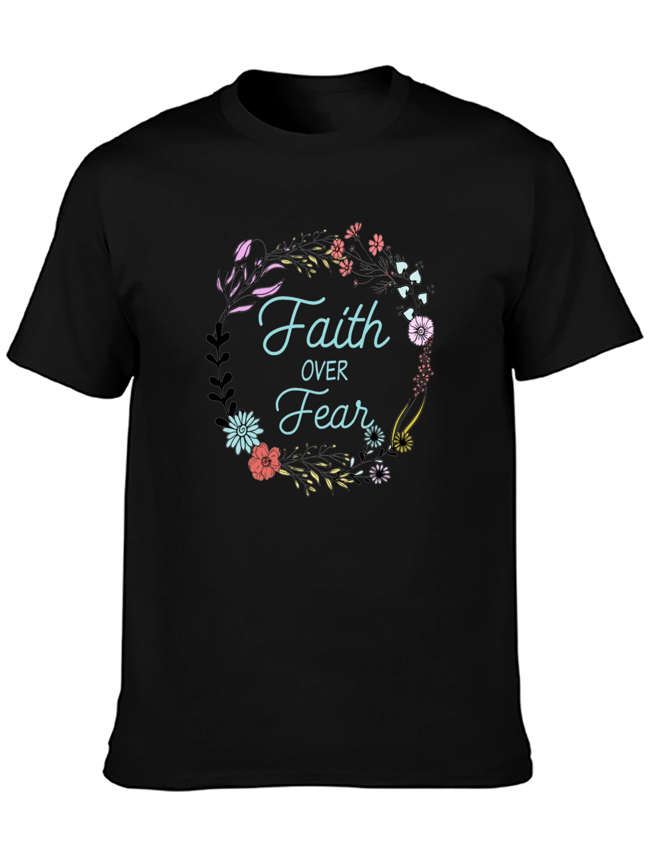 Faith Over Fear Floral Wreath Graphic Tee