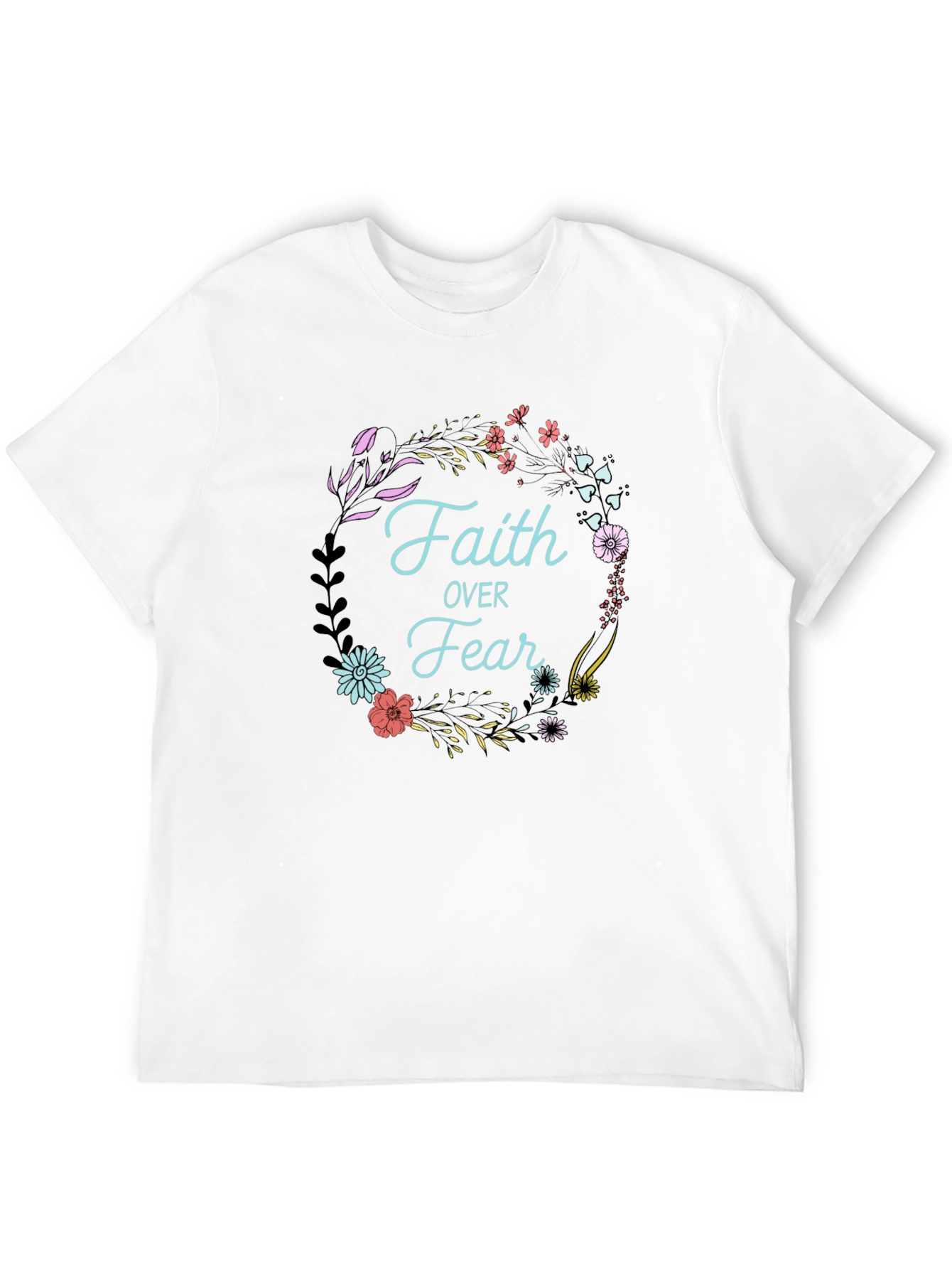 Faith Over Fear Floral Wreath Graphic Tee