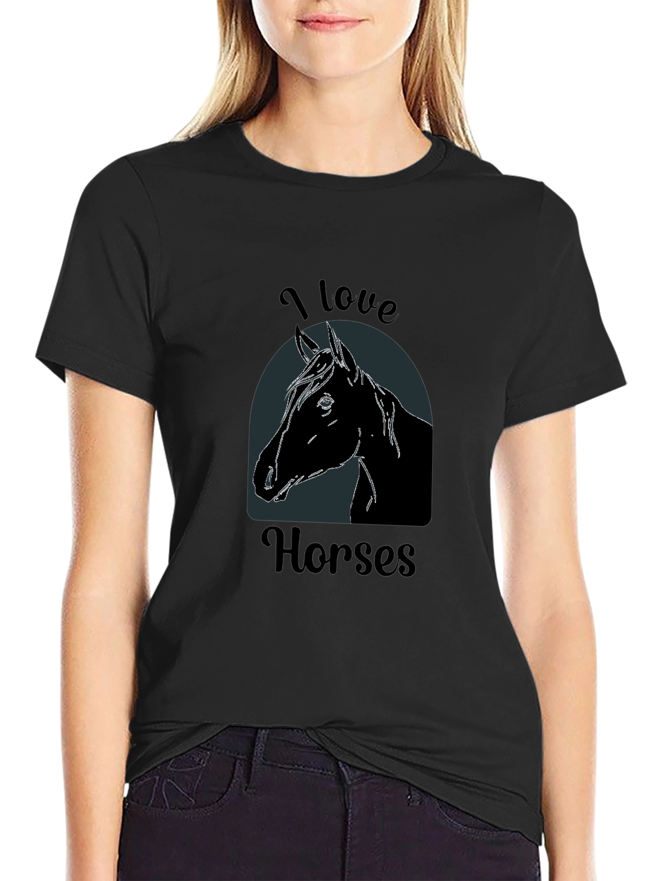 I Love Horses Black T-Shirt - Equestrian Tee