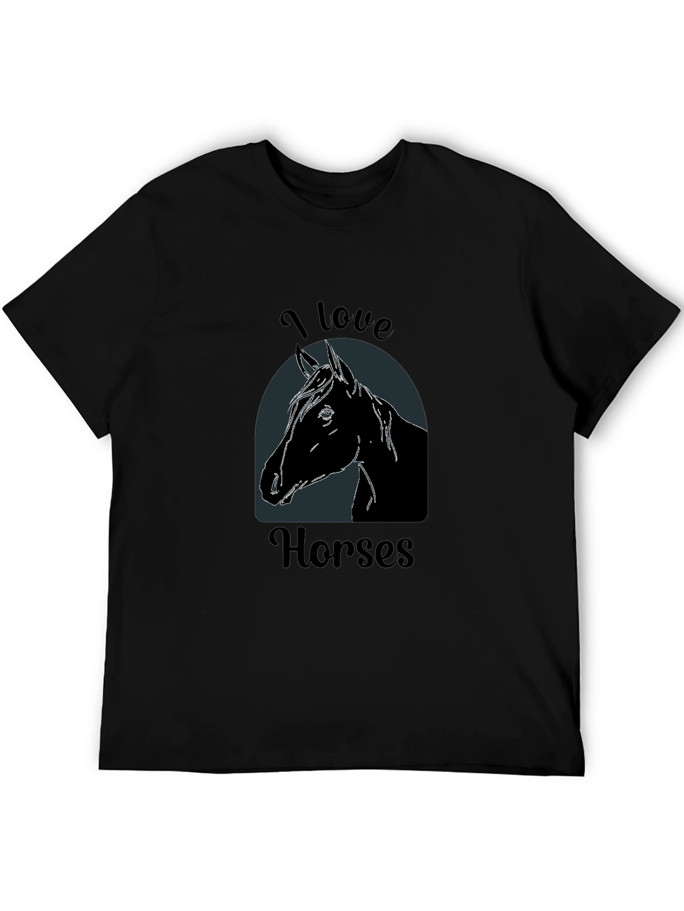 I Love Horses Black T-Shirt - Equestrian Tee