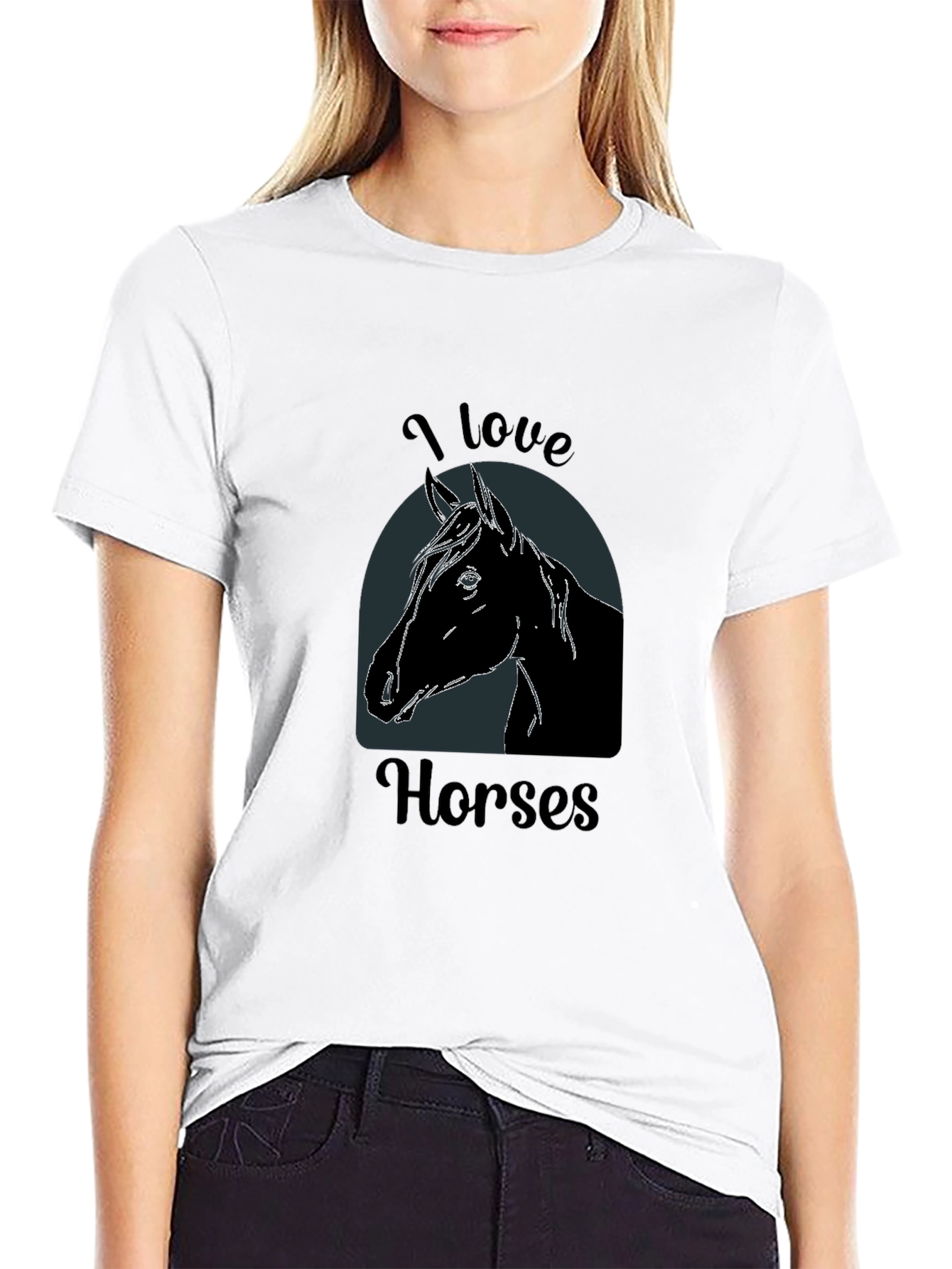 I Love Horses Black T-Shirt - Equestrian Tee