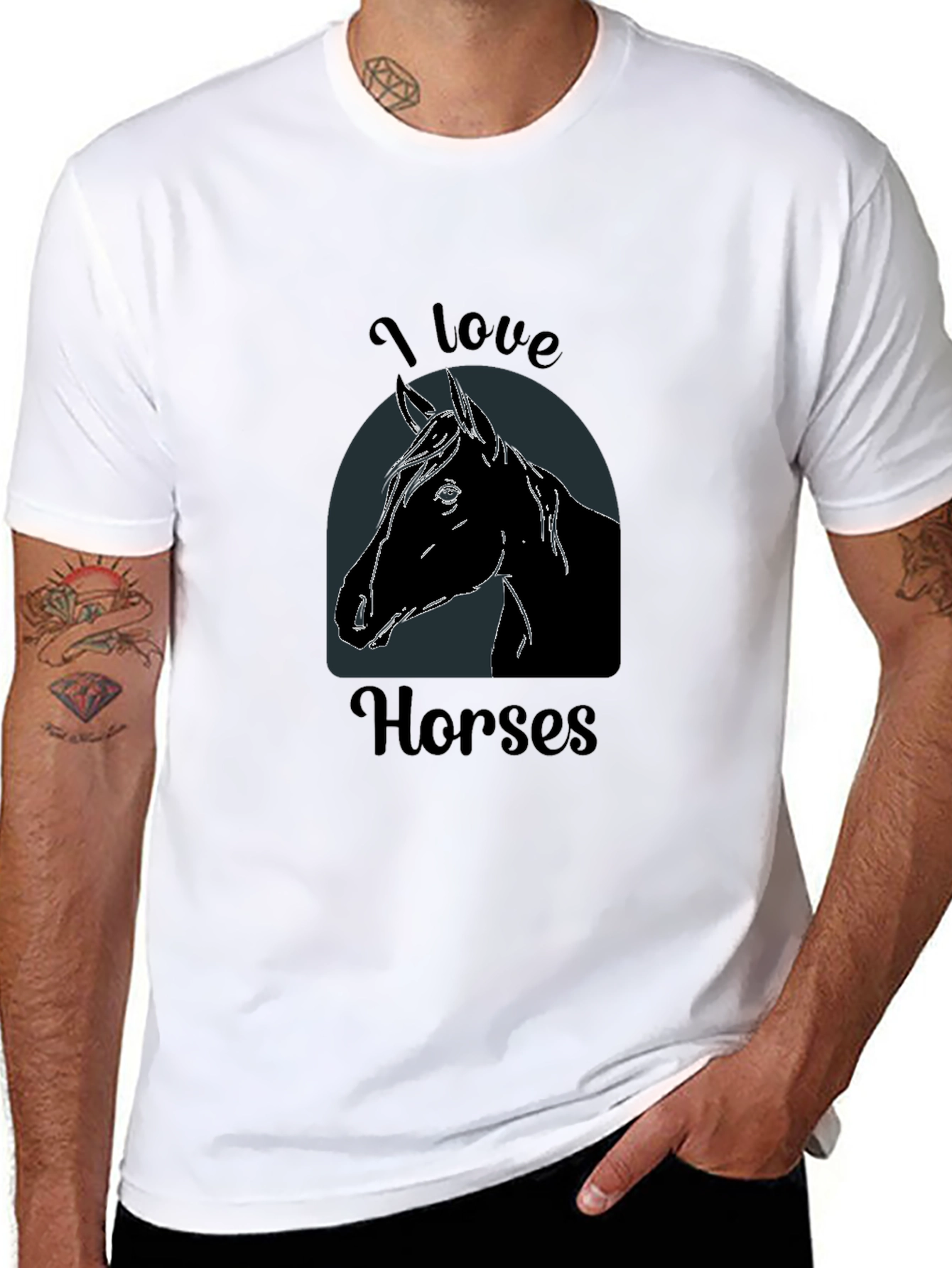 I Love Horses Black T-Shirt - Equestrian Tee