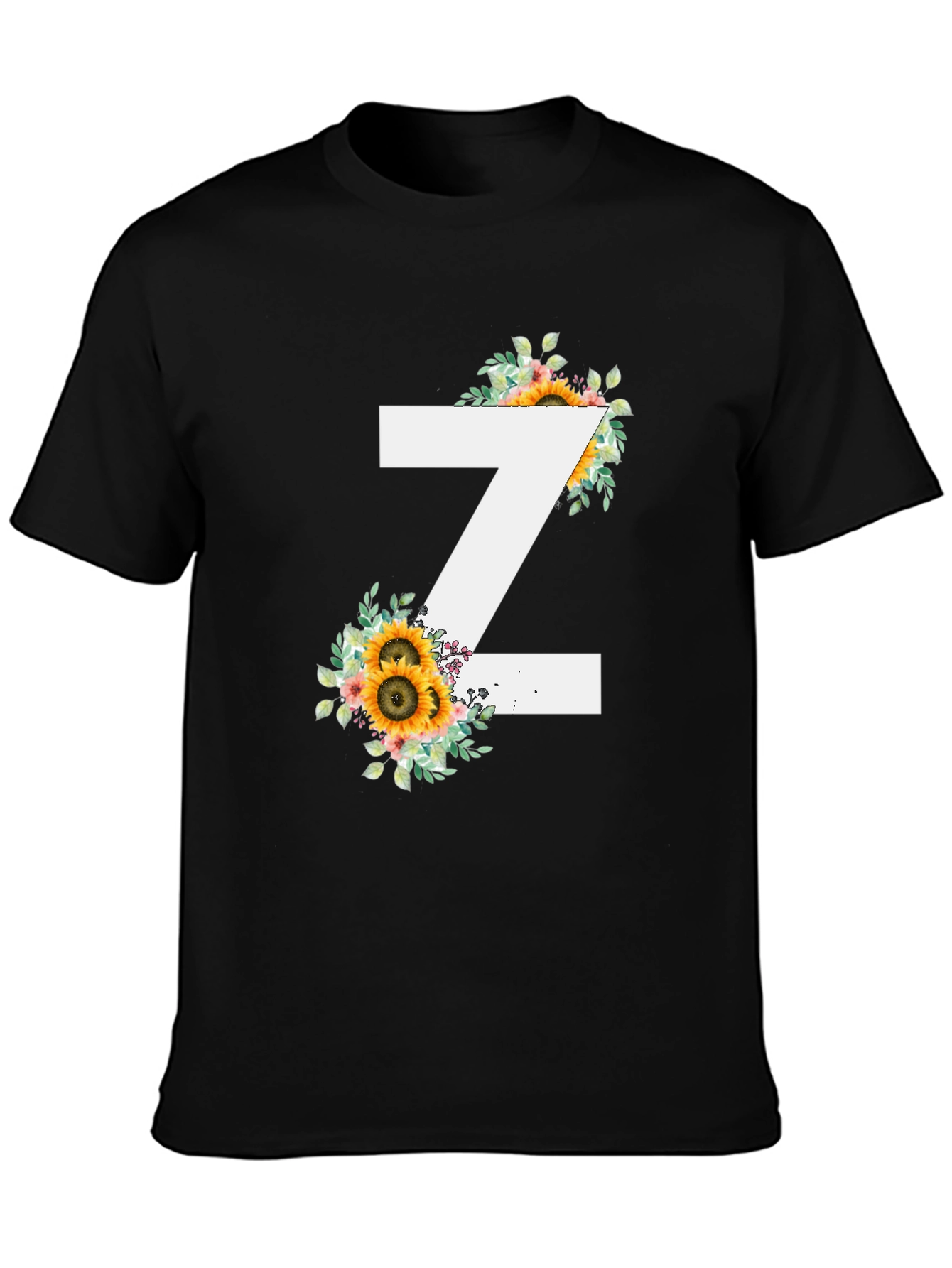Sunflower Initial Z Black T-Shirt