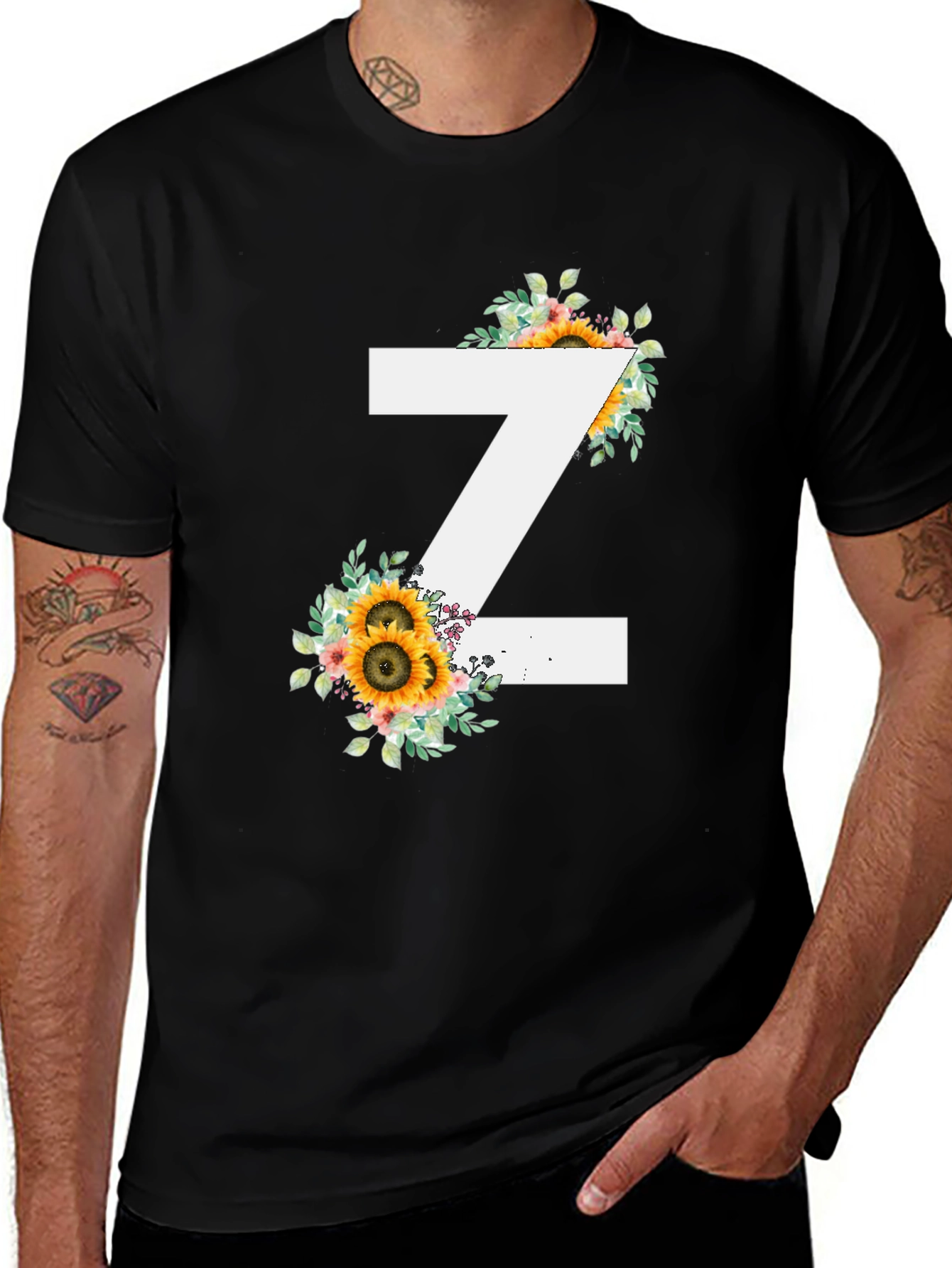 Sunflower Initial Z Black T-Shirt