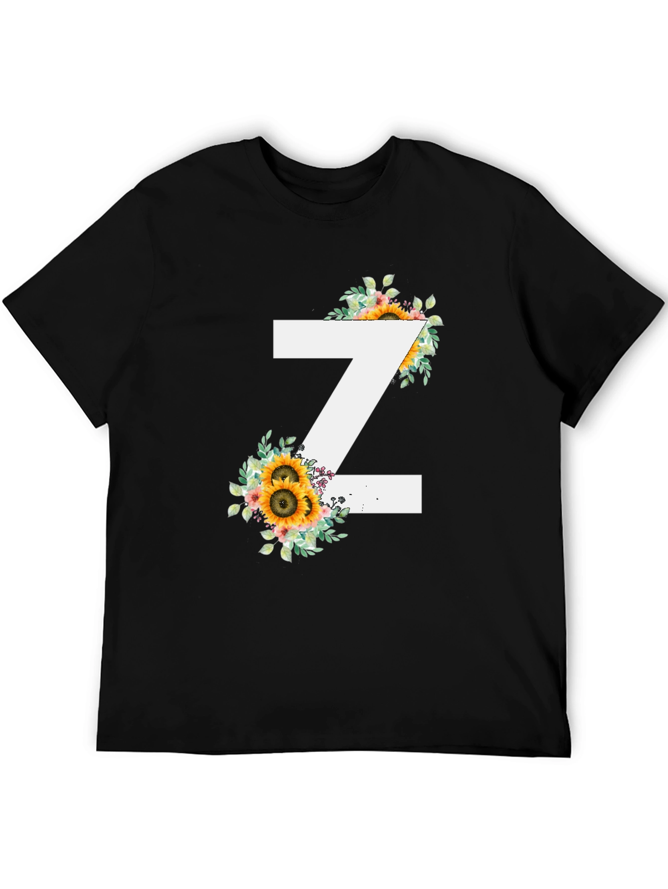 Sunflower Initial Z Black T-Shirt