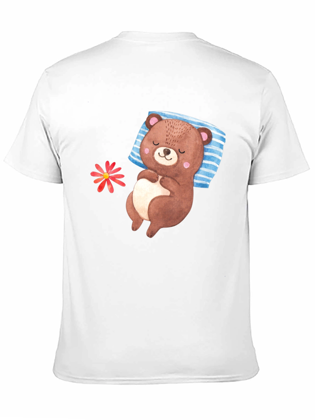 Cute Sleeping Bear Graphic Tee - Black Casual T-Shirt
