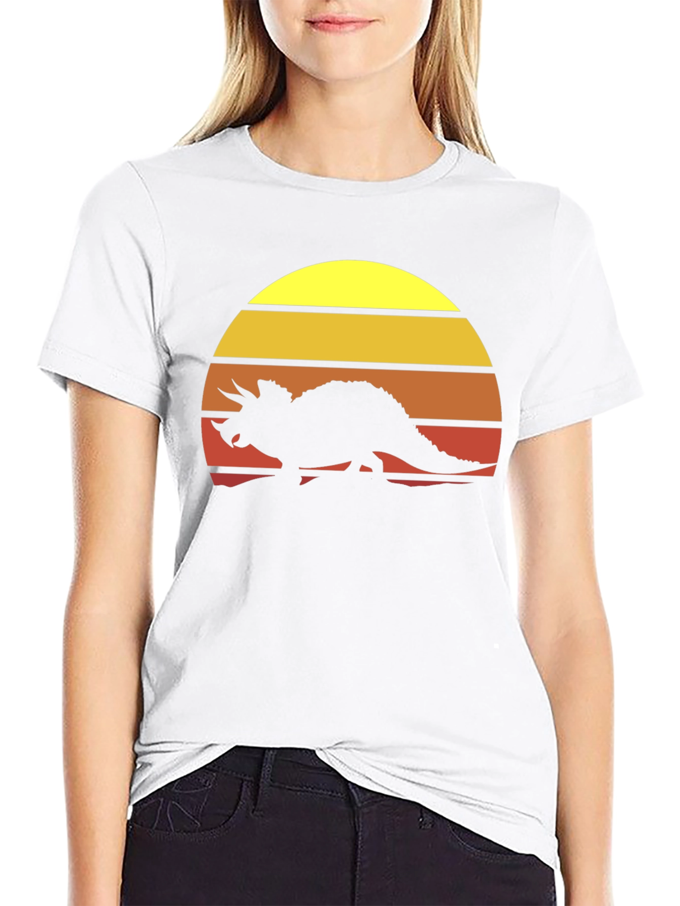 Retro Dinosaur Sunset Graphic Tee
