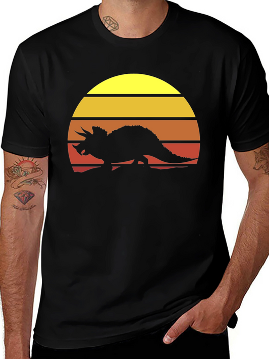 Retro Dinosaur Sunset Graphic Tee
