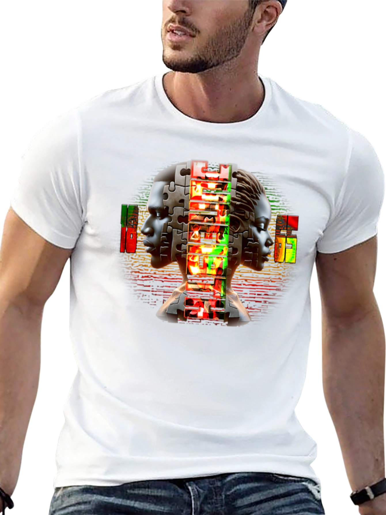 Puzzle Piece People Graphic Black T-Shirt