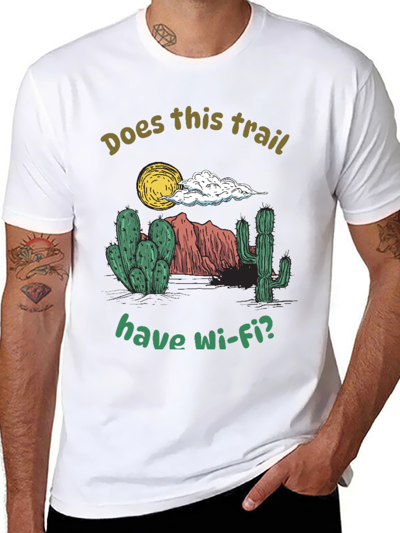 Funny Hiking T-Shirt: Does This Trail Have Wi-Fi?