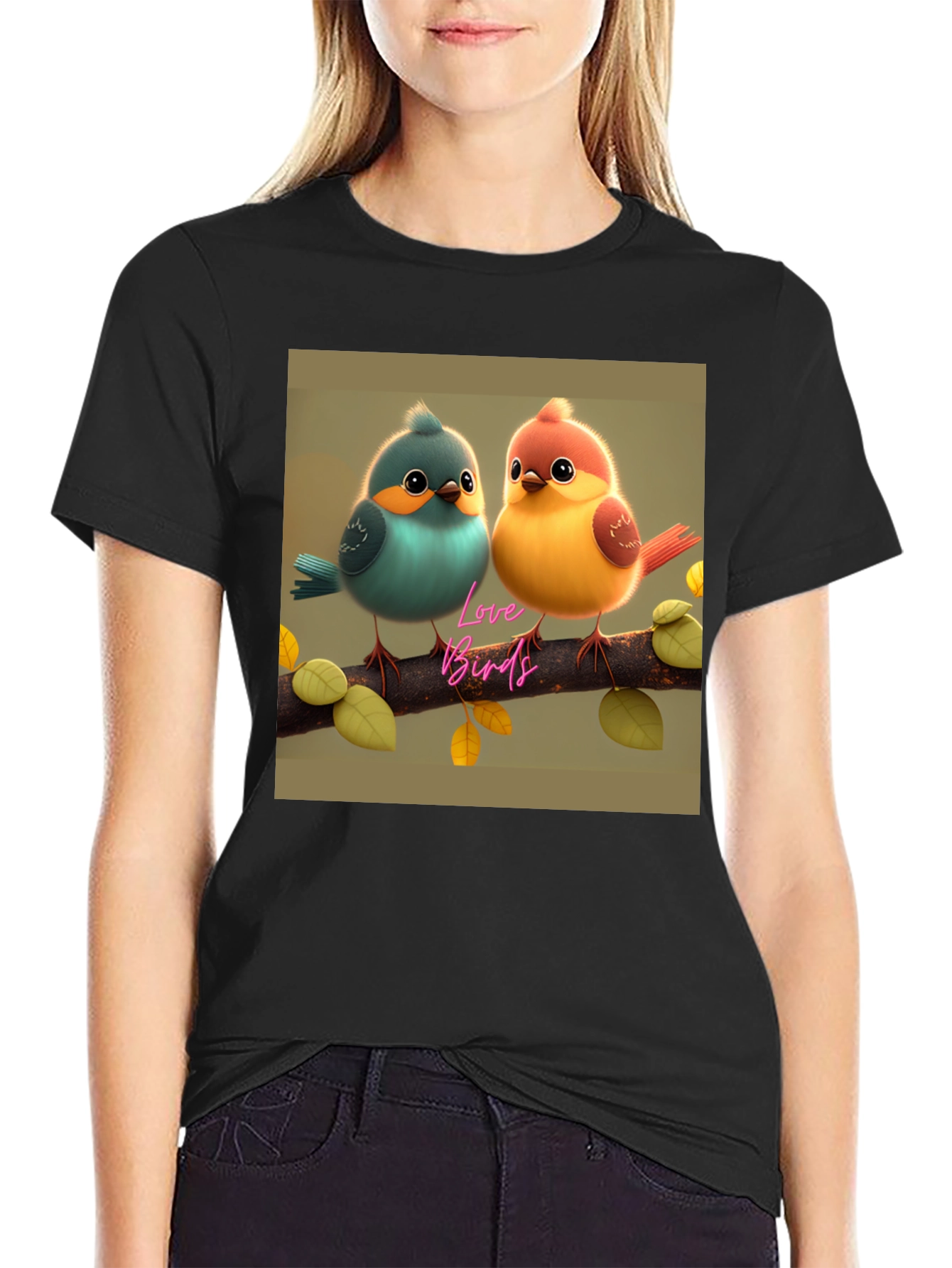 Love Birds Graphic Print Tee - Cute & Stylish
