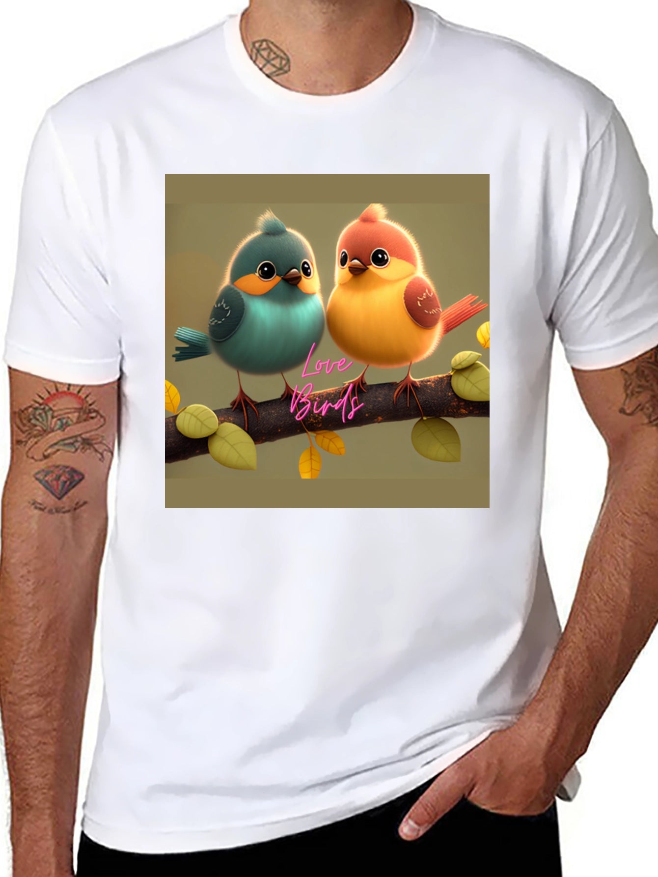 Love Birds Graphic Print Tee - Cute & Stylish
