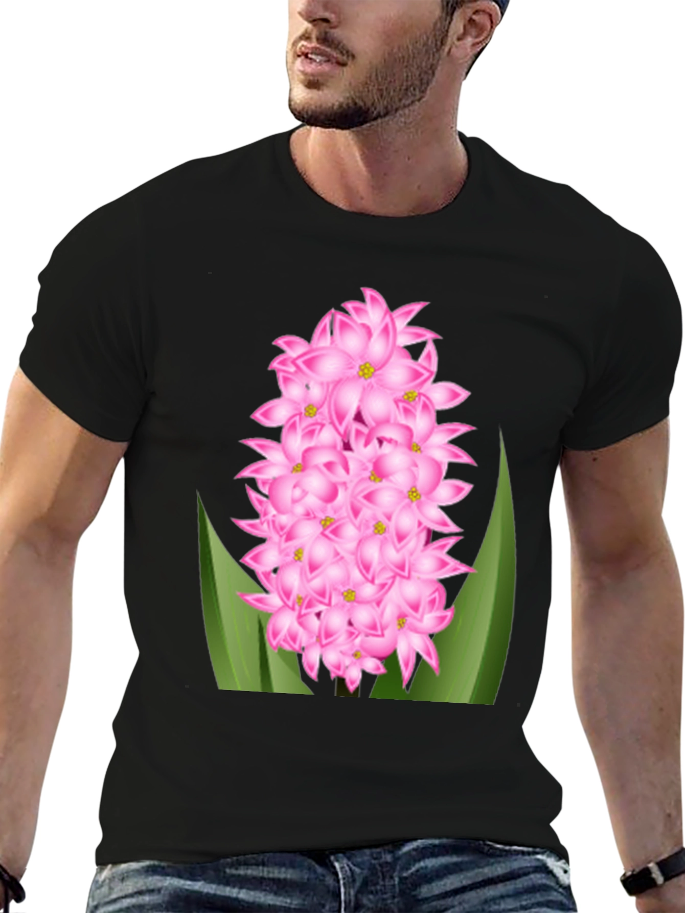 Pink Hyacinth Flower Graphic T-Shirt