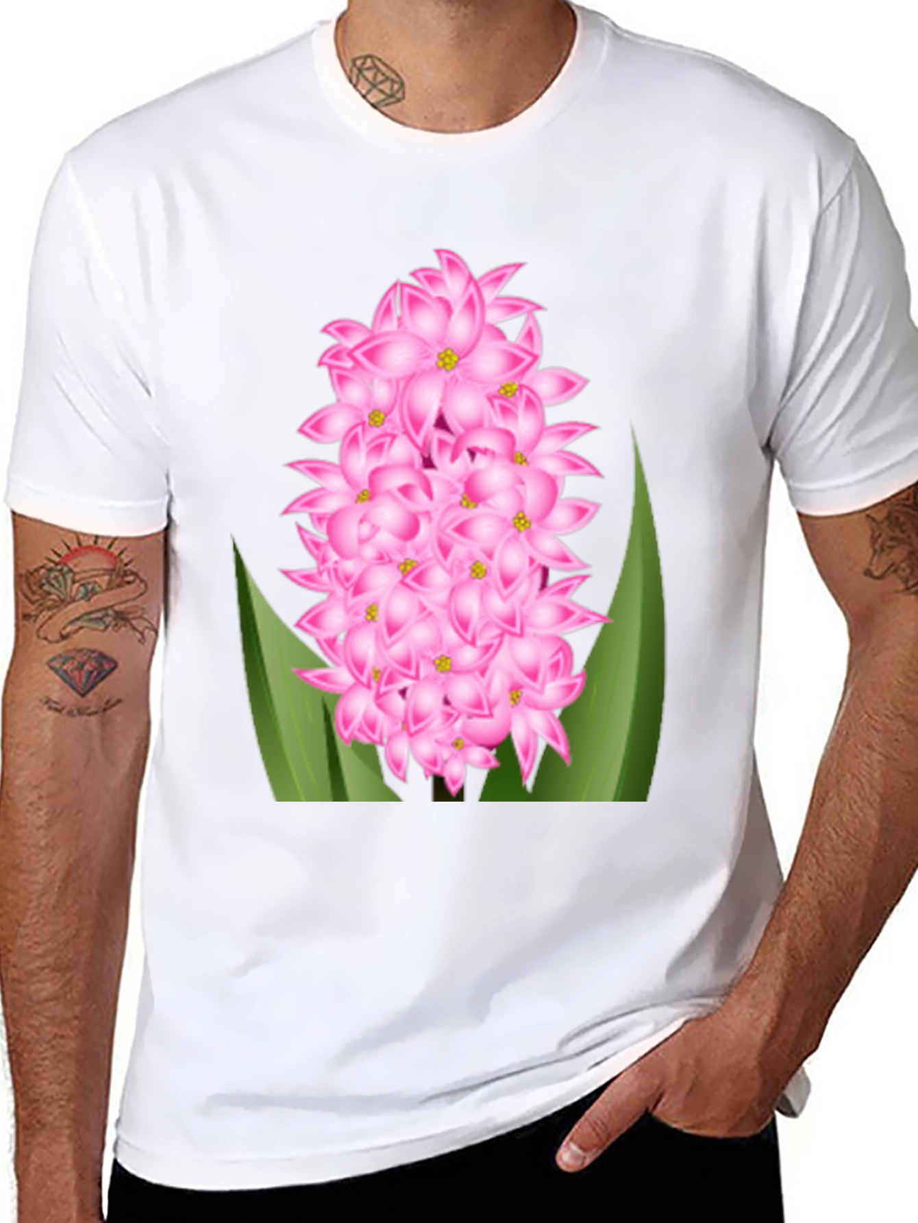 Pink Hyacinth Flower Graphic T-Shirt
