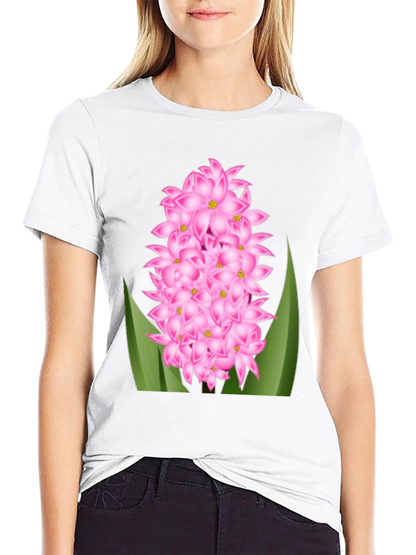 Pink Hyacinth Flower Graphic T-Shirt