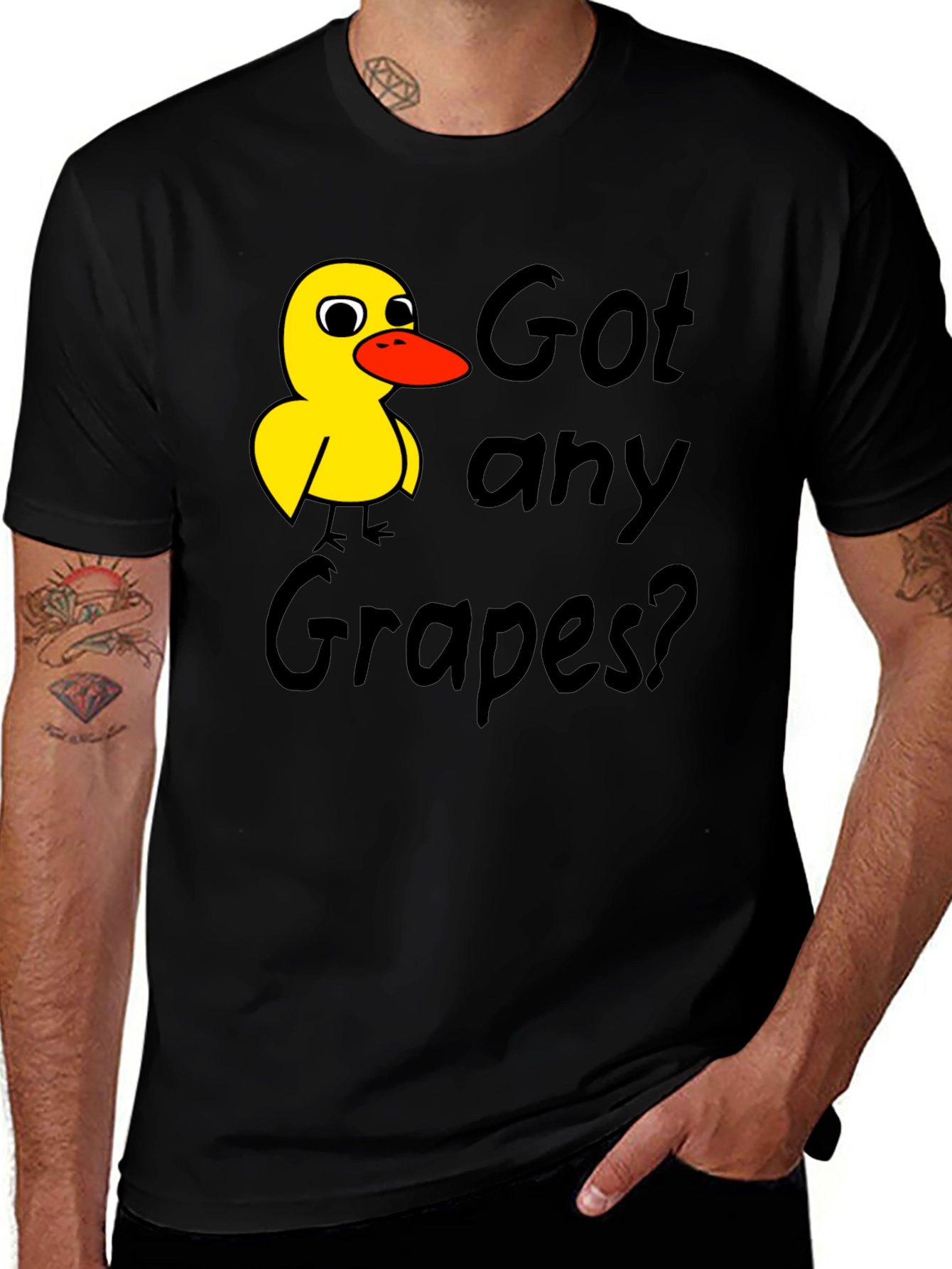 Got Any Grapes T-Shirt Duck Graphic Tee Black
