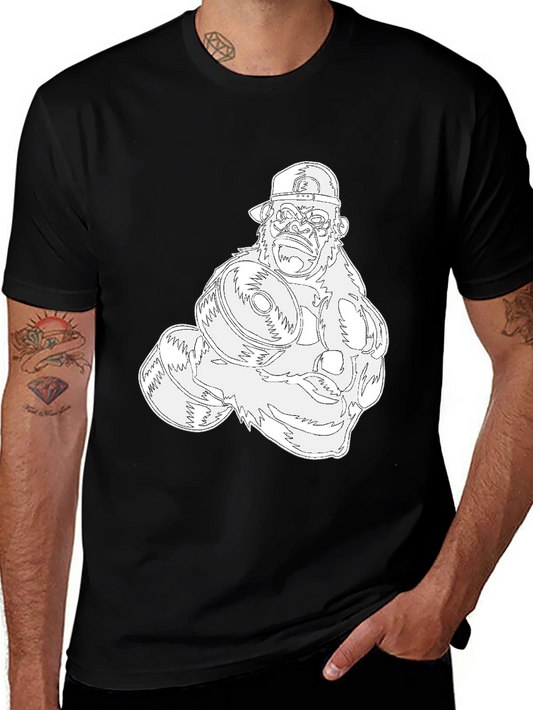 Gorilla Gym Tee: Black Cotton Fitness Shirt