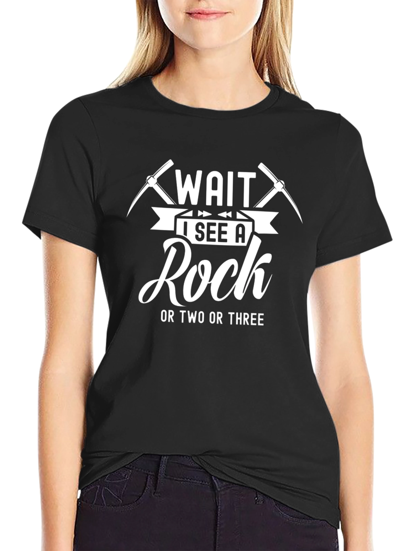 Wait I See A Rock Black T-Shirt