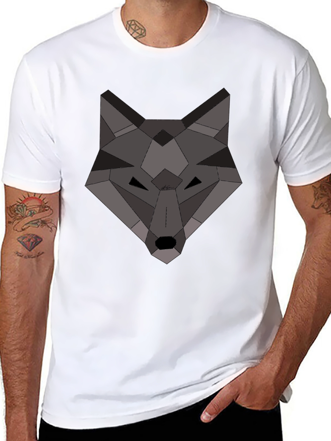 Geometric Wolf Graphic T-Shirt - Modern Design