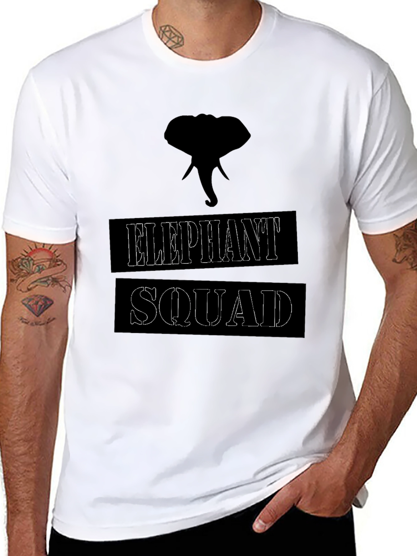 Elephant Squad Graphic T-Shirt - Black