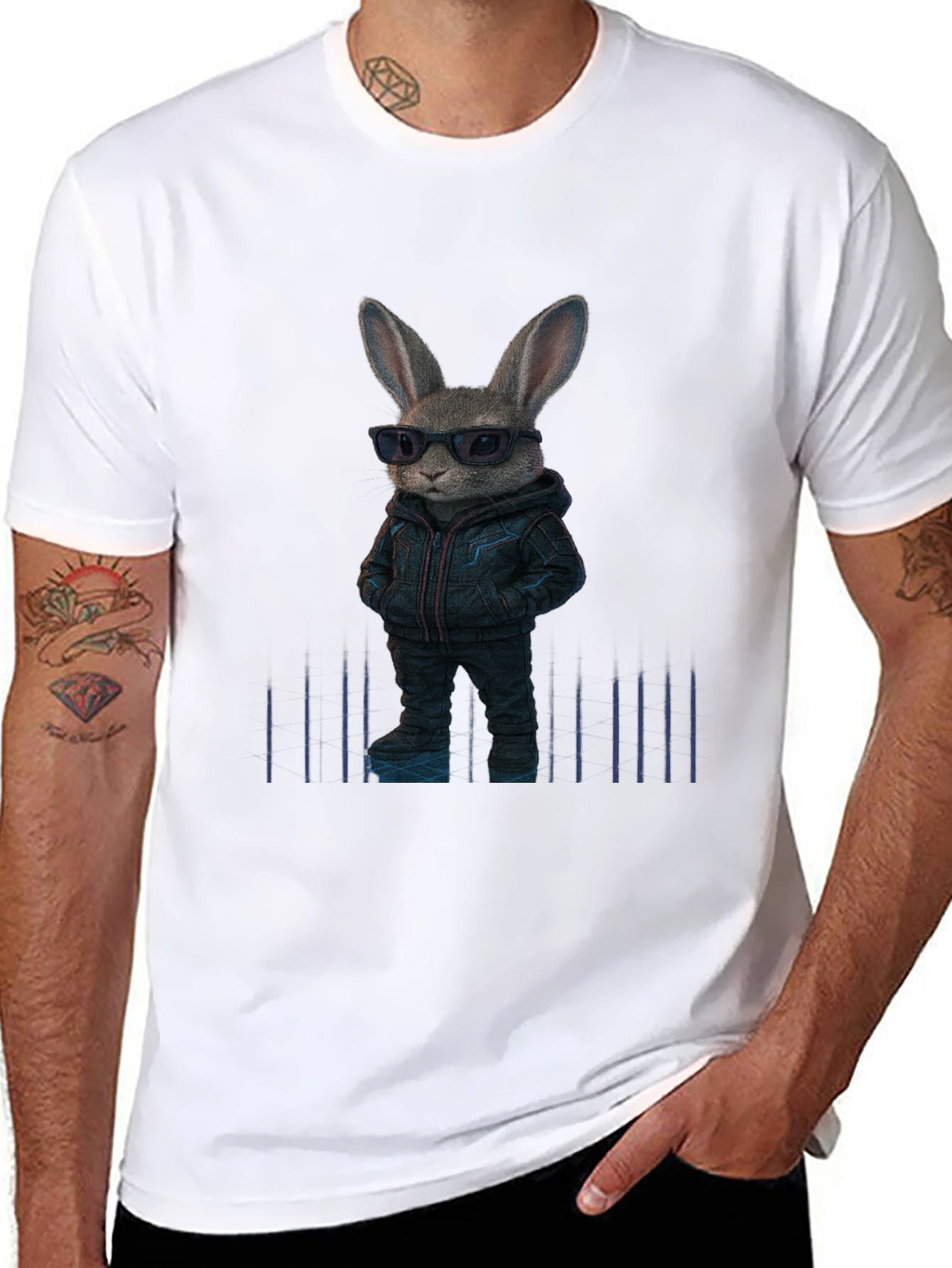 Cool Rabbit Graphic Black T-Shirt