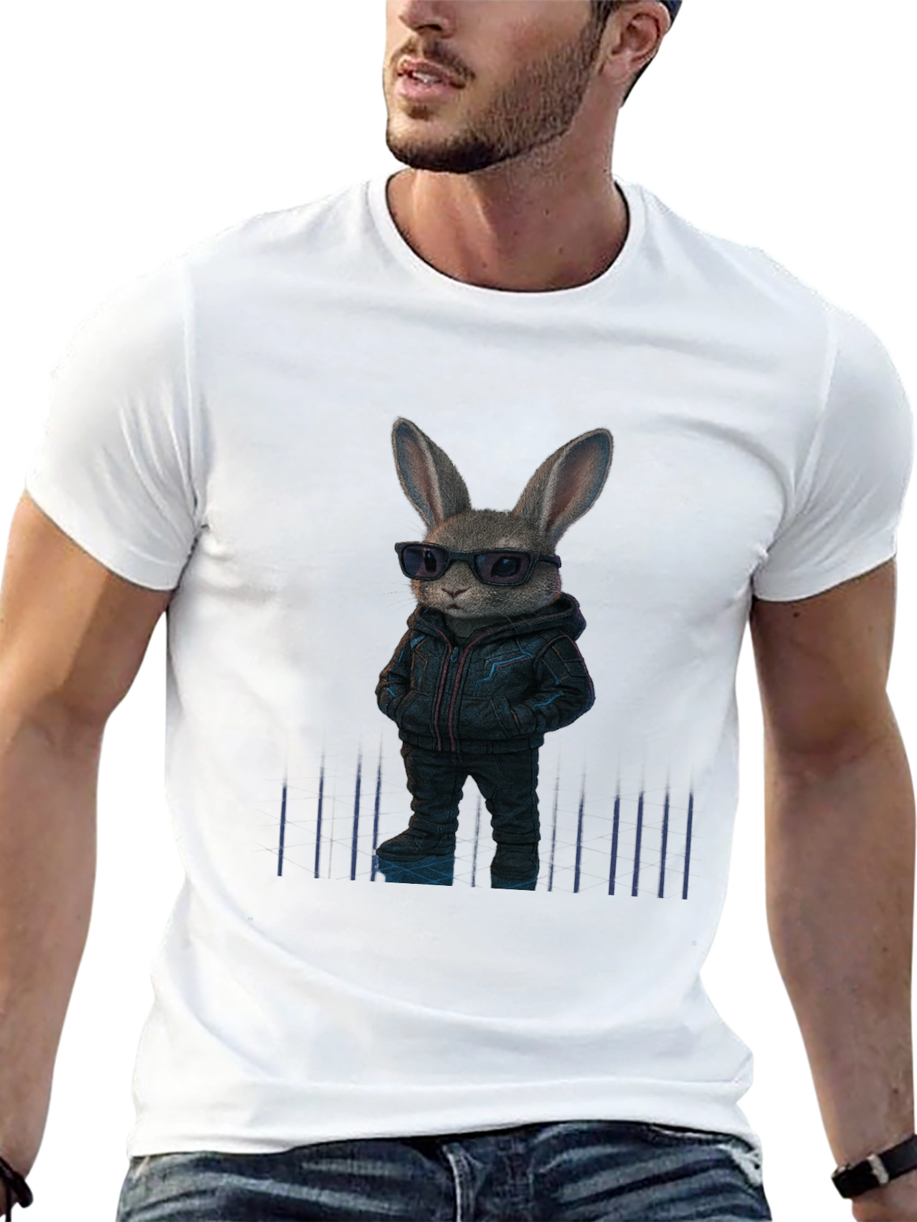 Cool Rabbit Graphic Black T-Shirt