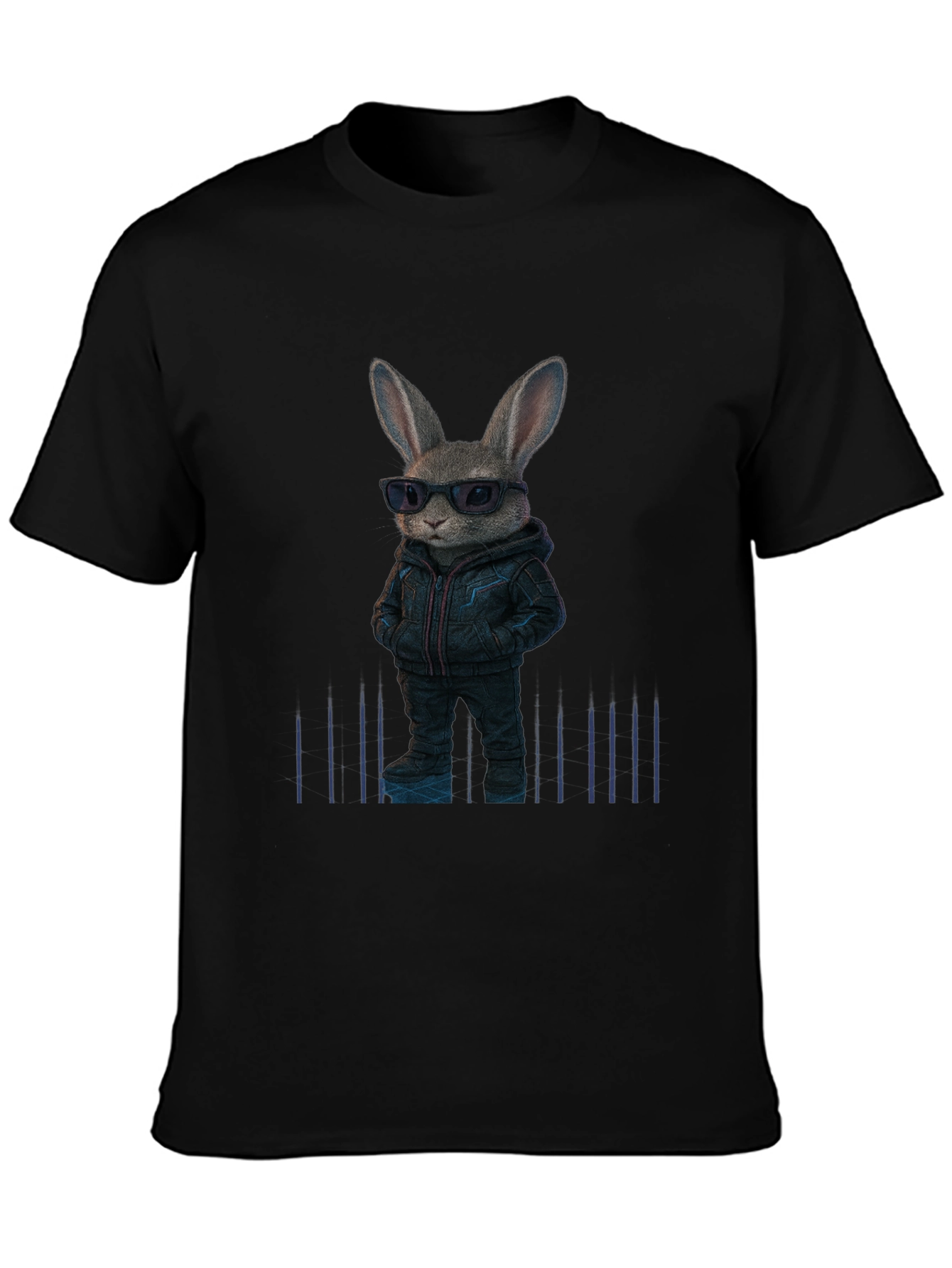 Cool Rabbit Graphic Black T-Shirt
