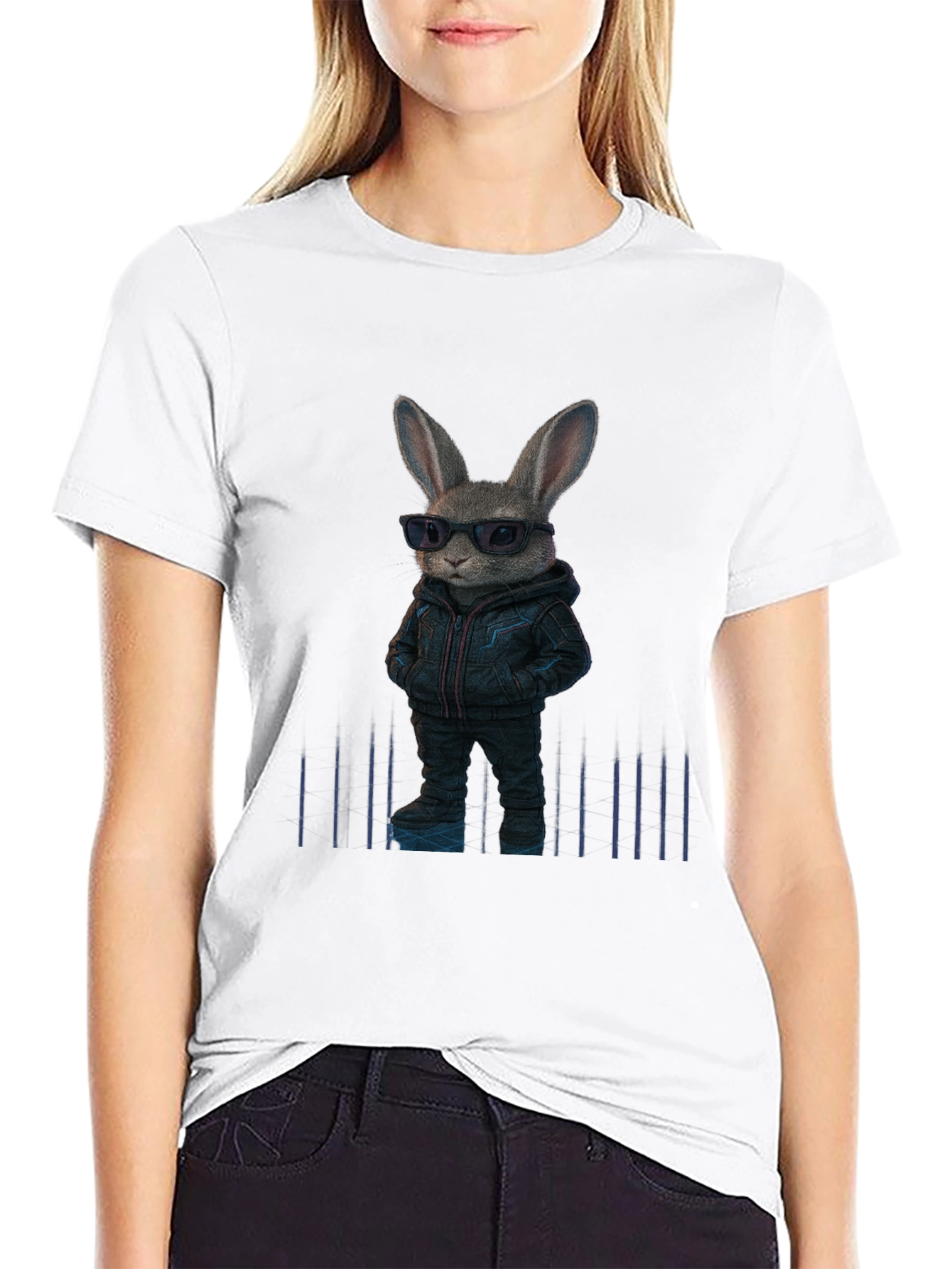 Cool Rabbit Graphic Black T-Shirt