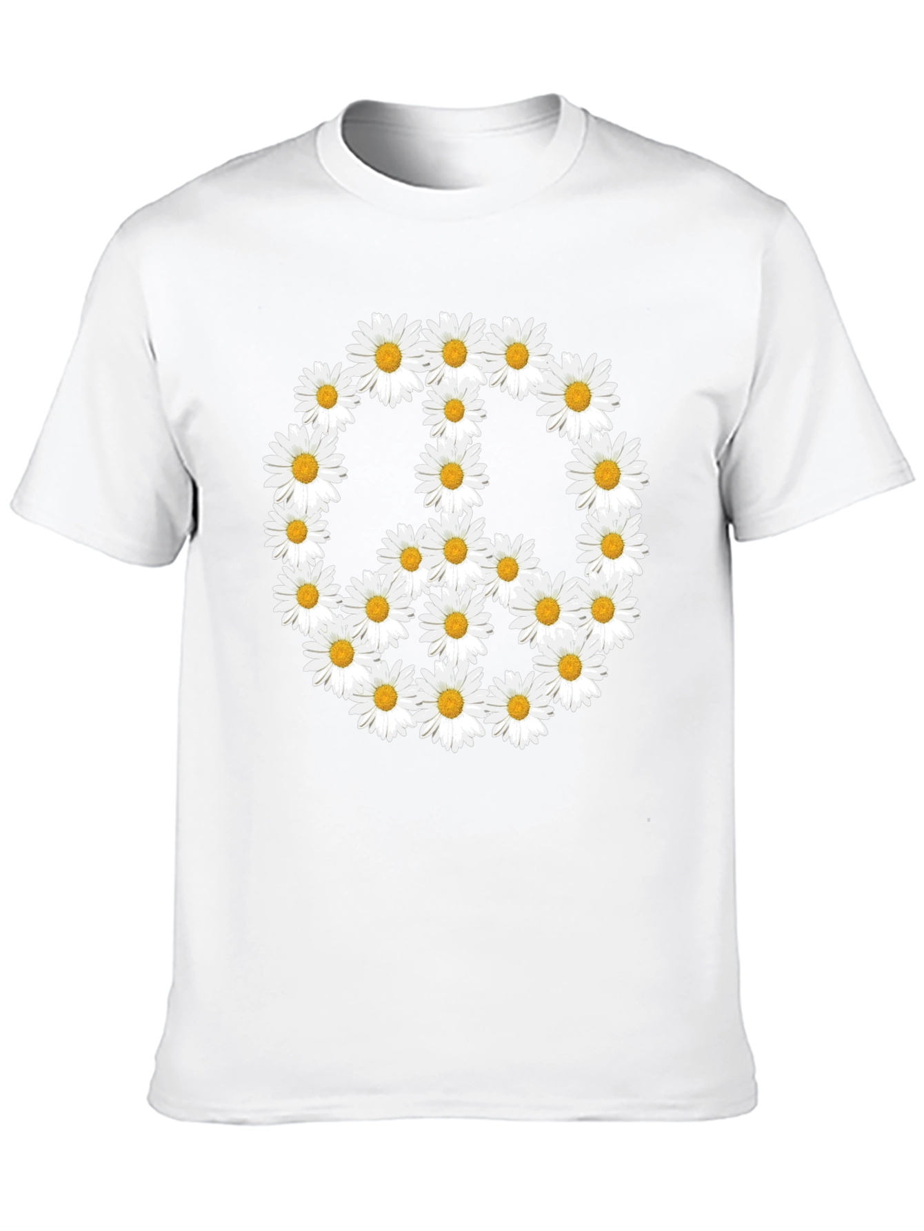 Daisy Peace Sign T-Shirt - Black Crew Neck