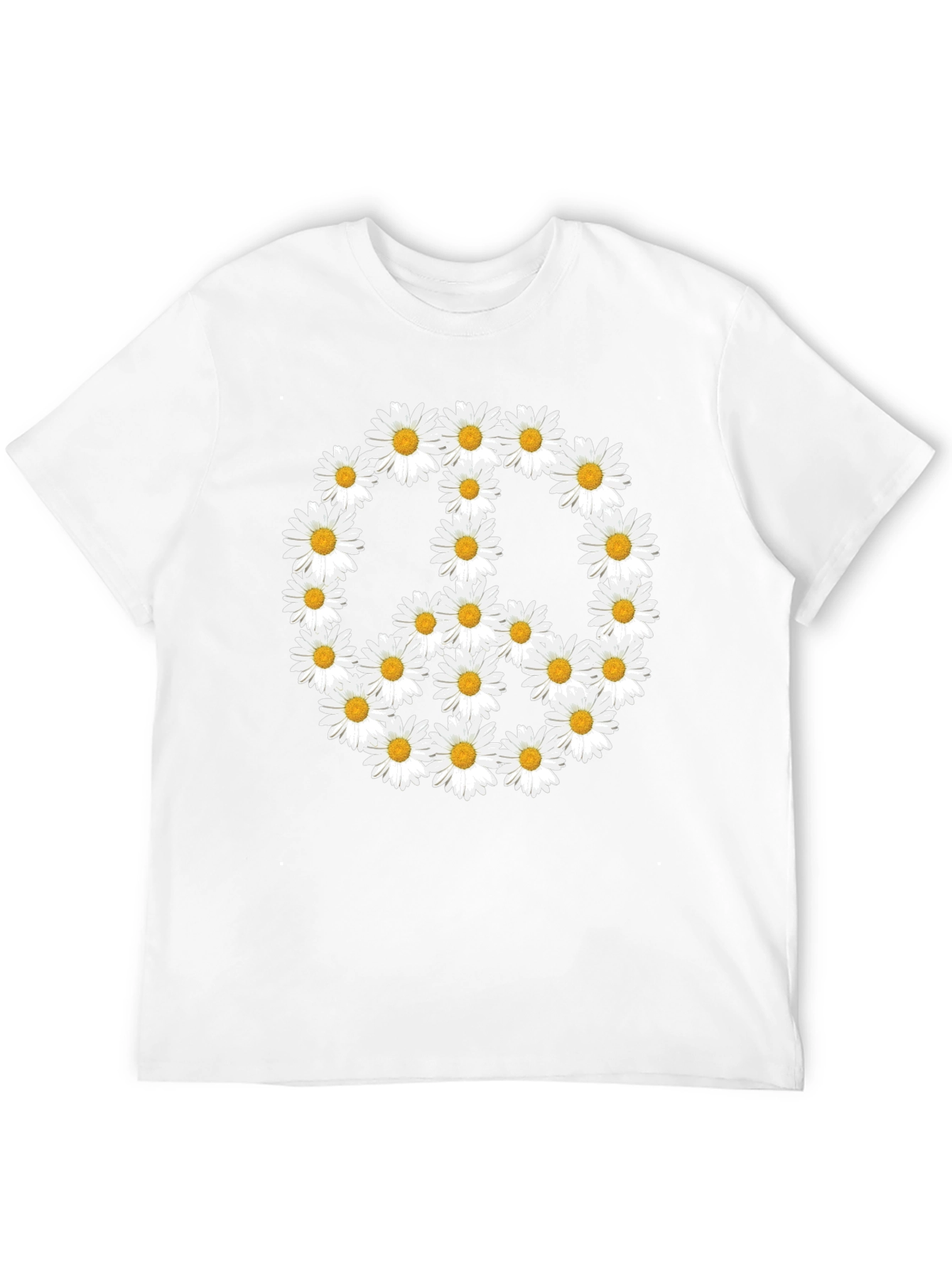 Daisy Peace Sign T-Shirt - Black Crew Neck