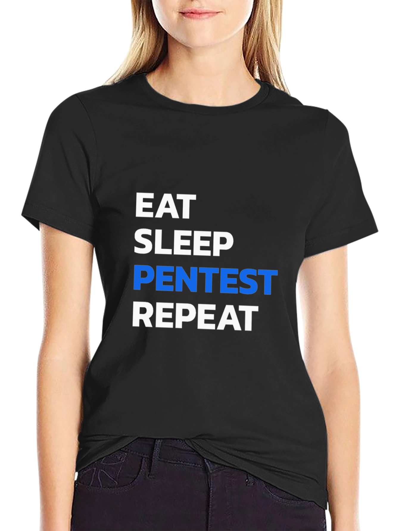 Eat Sleep Pentest Repeat T-Shirt - Black Hacking Tee
