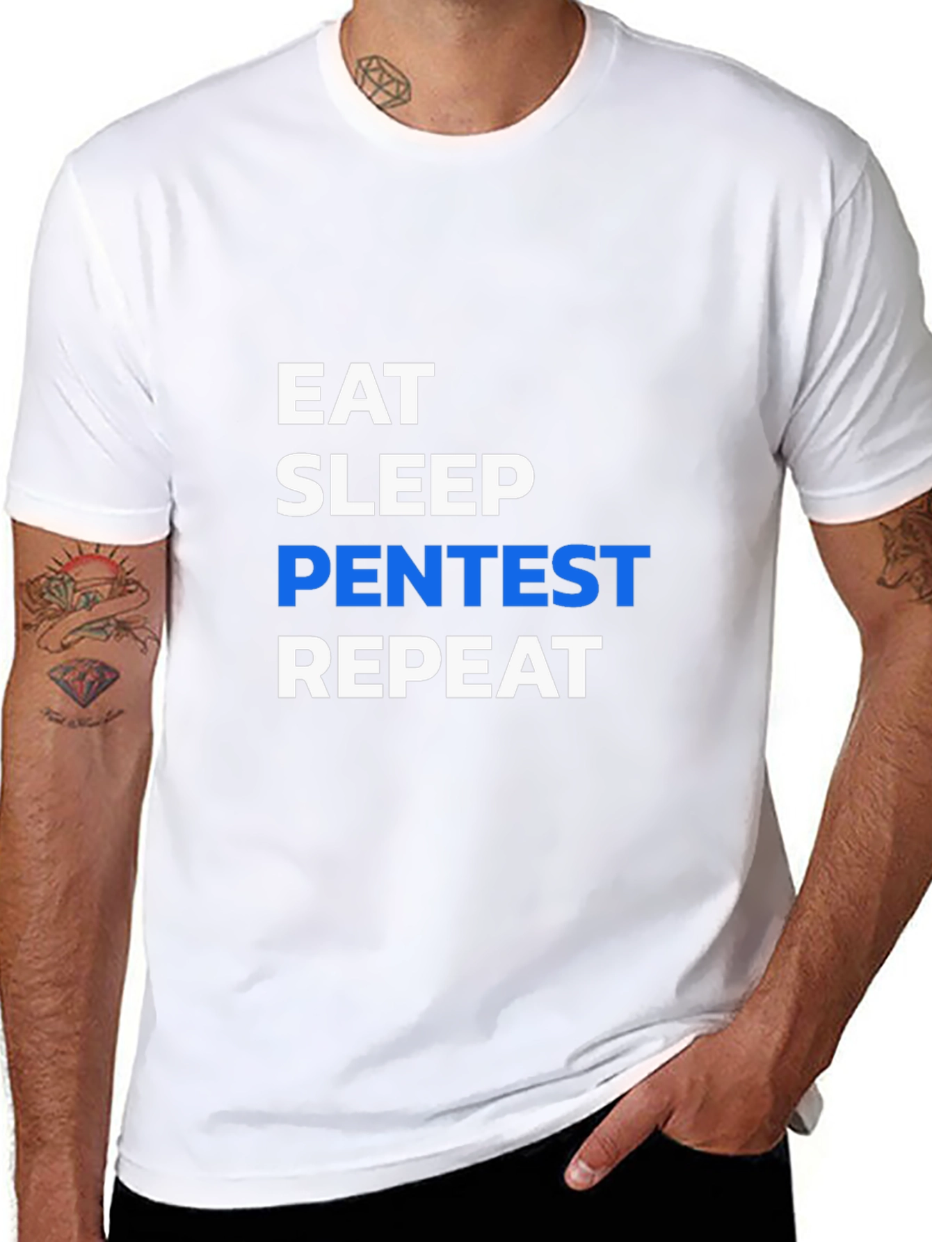 Eat Sleep Pentest Repeat T-Shirt - Black Hacking Tee