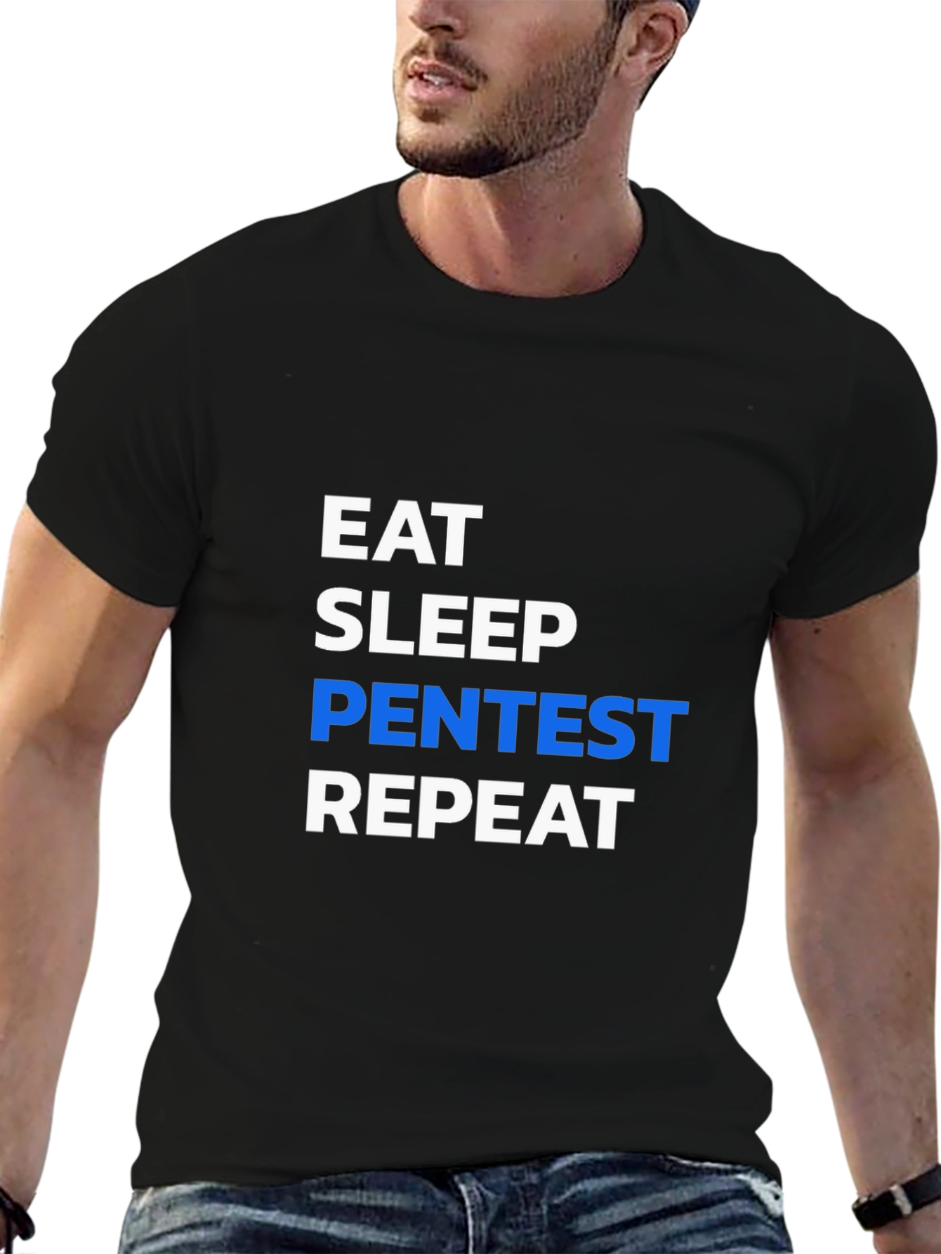 Eat Sleep Pentest Repeat T-Shirt - Black Hacking Tee