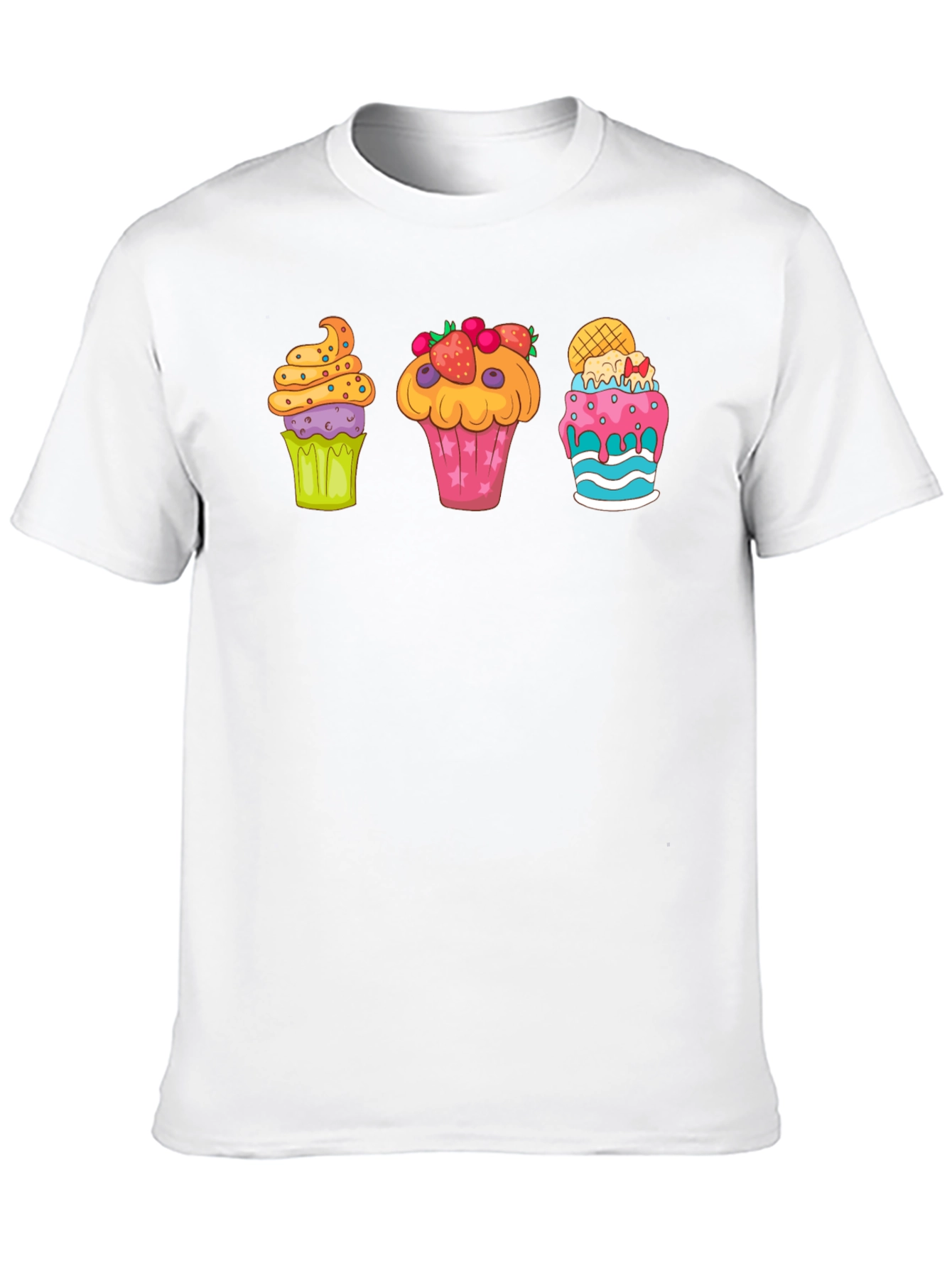 Cupcake Graphic Print Crewneck T-Shirt