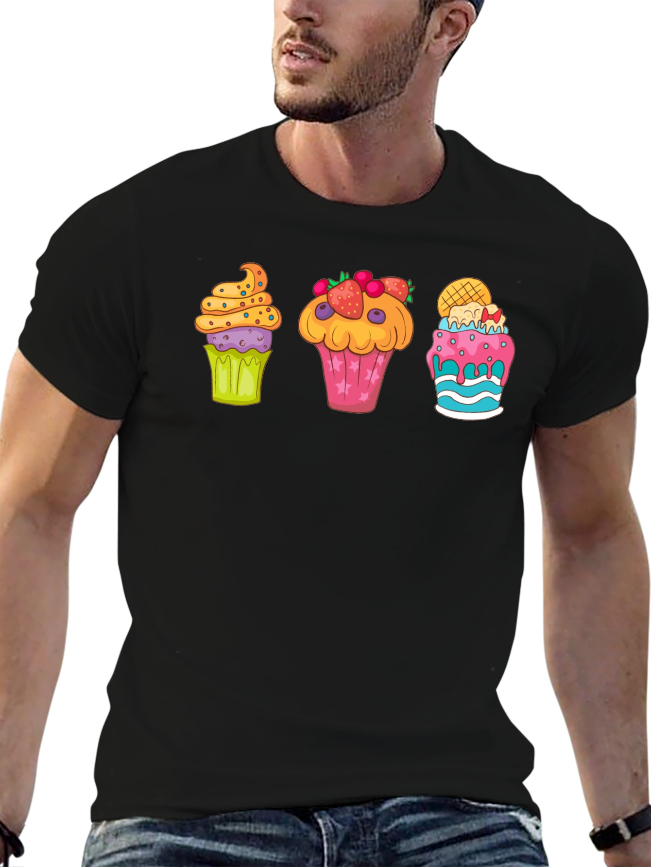 Cupcake Graphic Print Crewneck T-Shirt