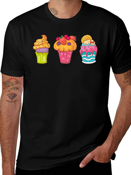 Cupcake Graphic Print Crewneck T-Shirt