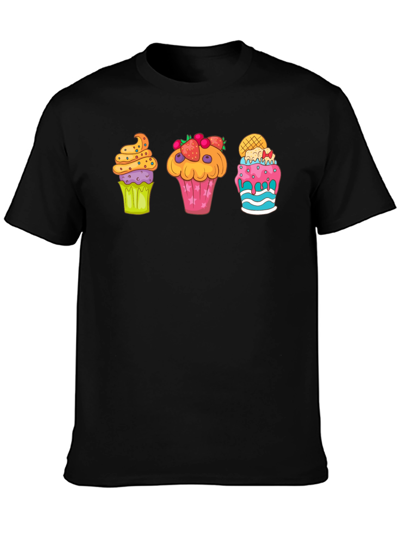 Cupcake Graphic Print Crewneck T-Shirt