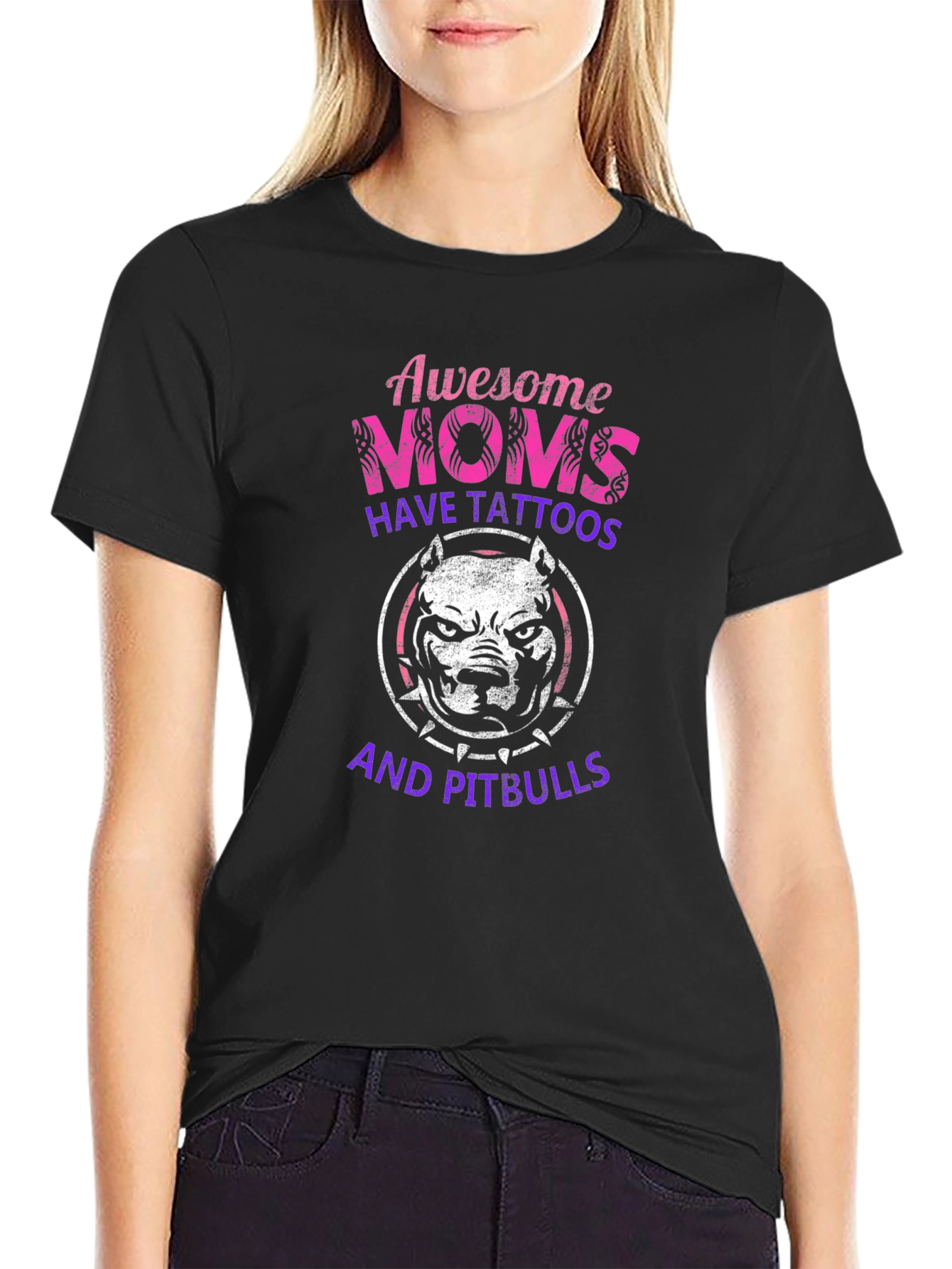 Awesome Moms Pitbull Tattoo T-Shirt