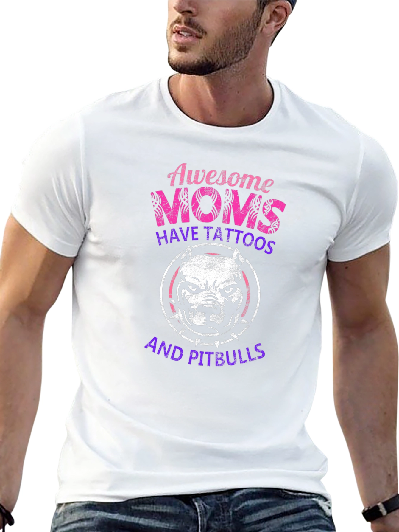 Awesome Moms Pitbull Tattoo T-Shirt