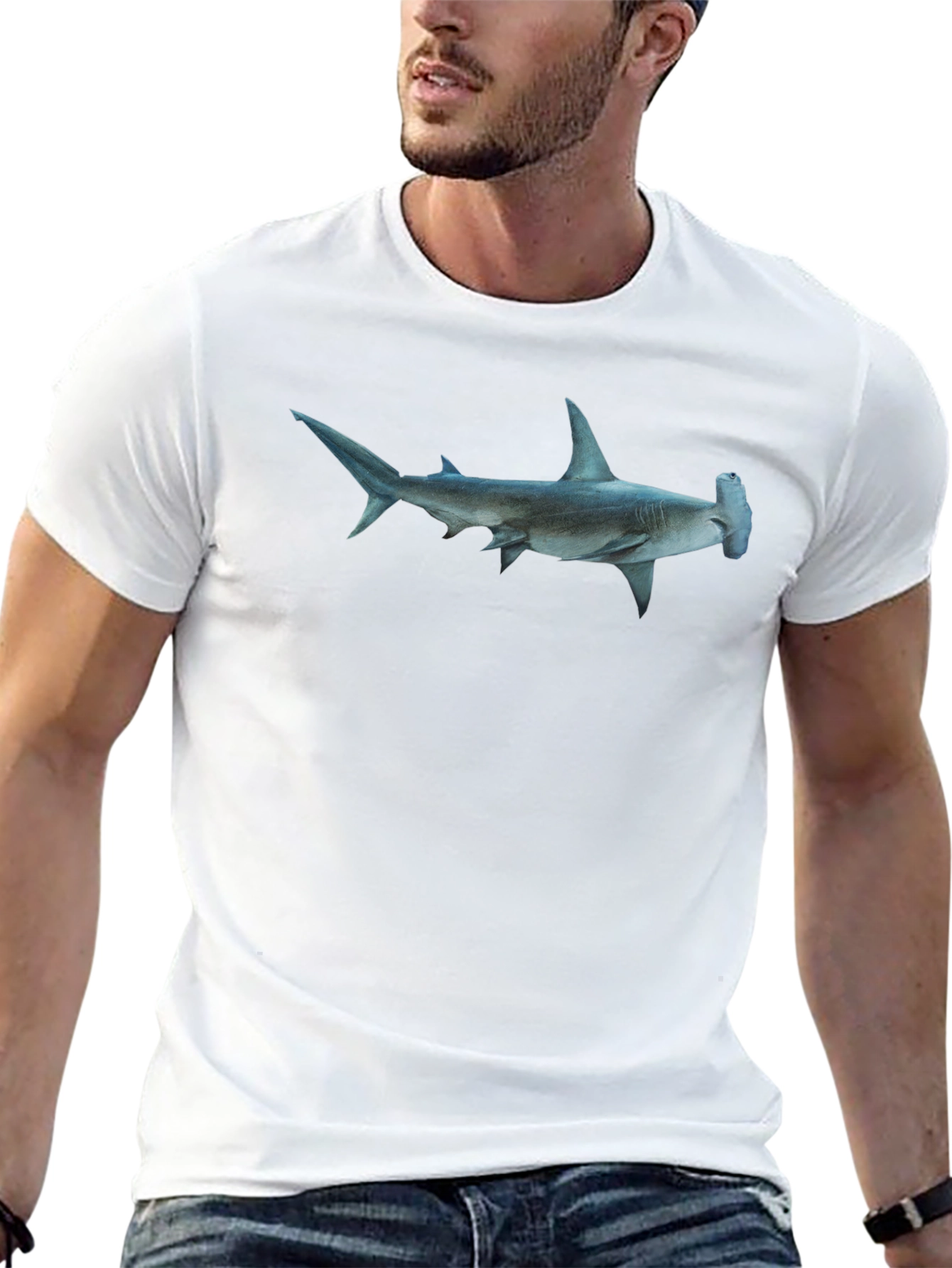 Hammerhead Shark Graphic Tee - Black Cotton