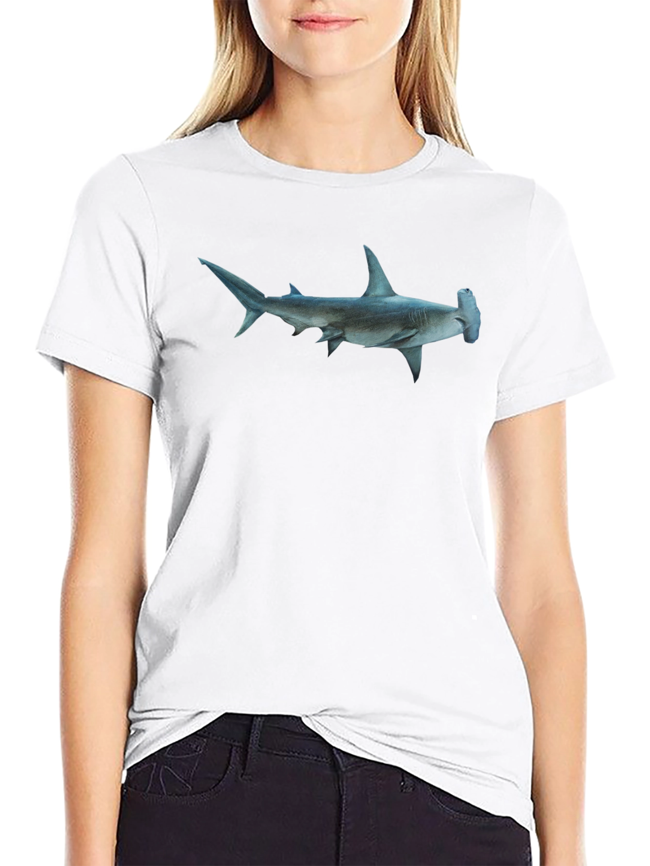 Hammerhead Shark Graphic Tee - Black Cotton