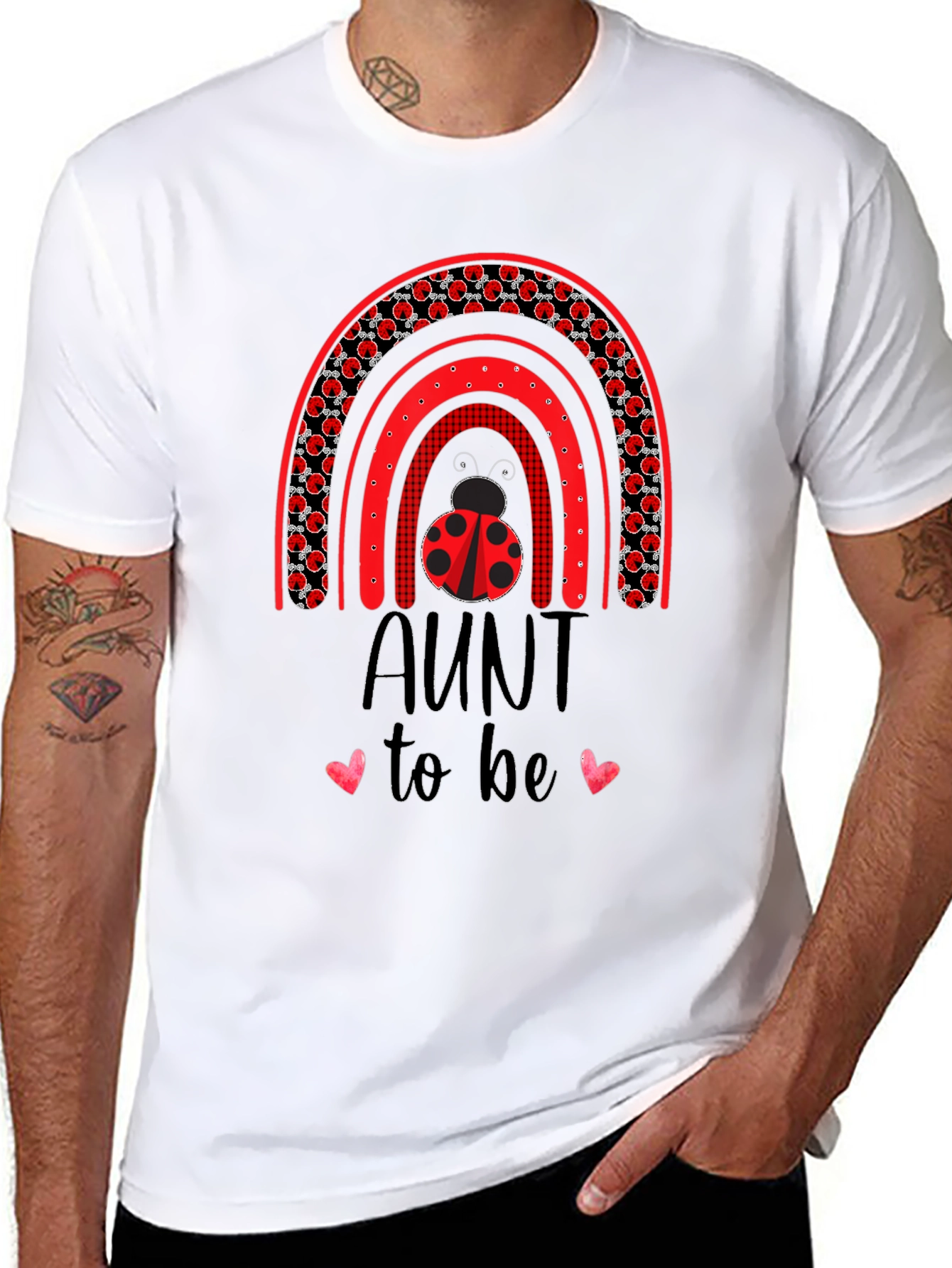 Aunt To Be Ladybug Rainbow Tee