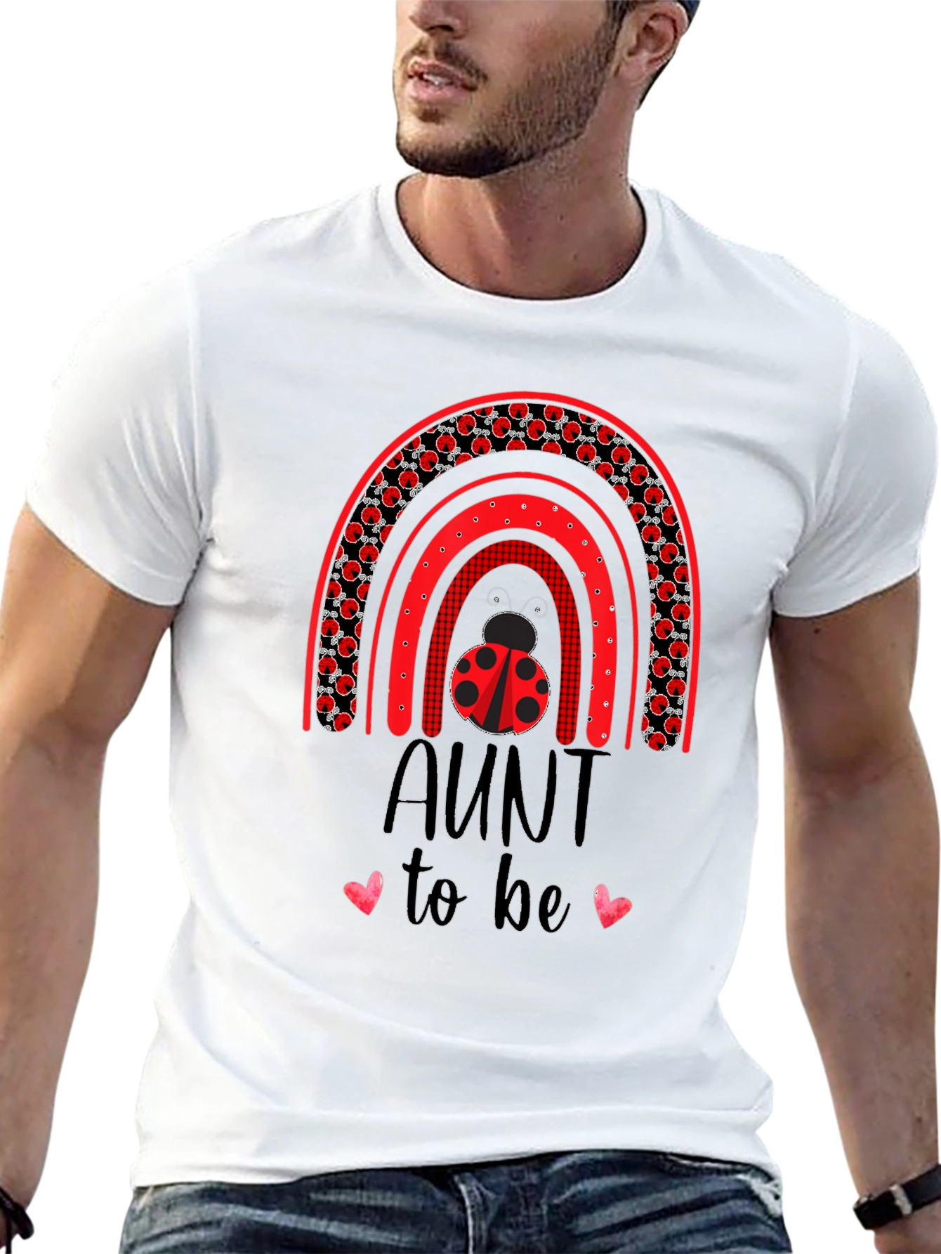 Aunt To Be Ladybug Rainbow Tee