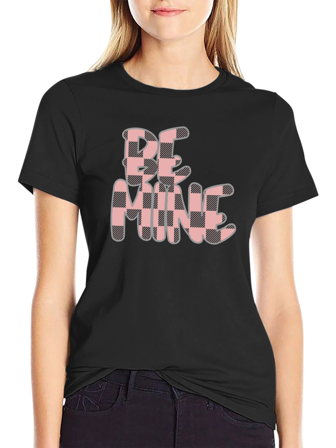 Be Mine Valentines Buffalo Plaid Tee