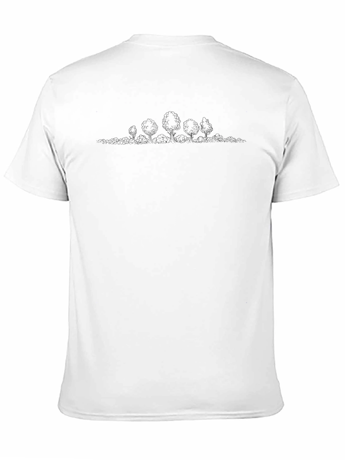 Black T-Shirt with Minimalist Tree Line Design