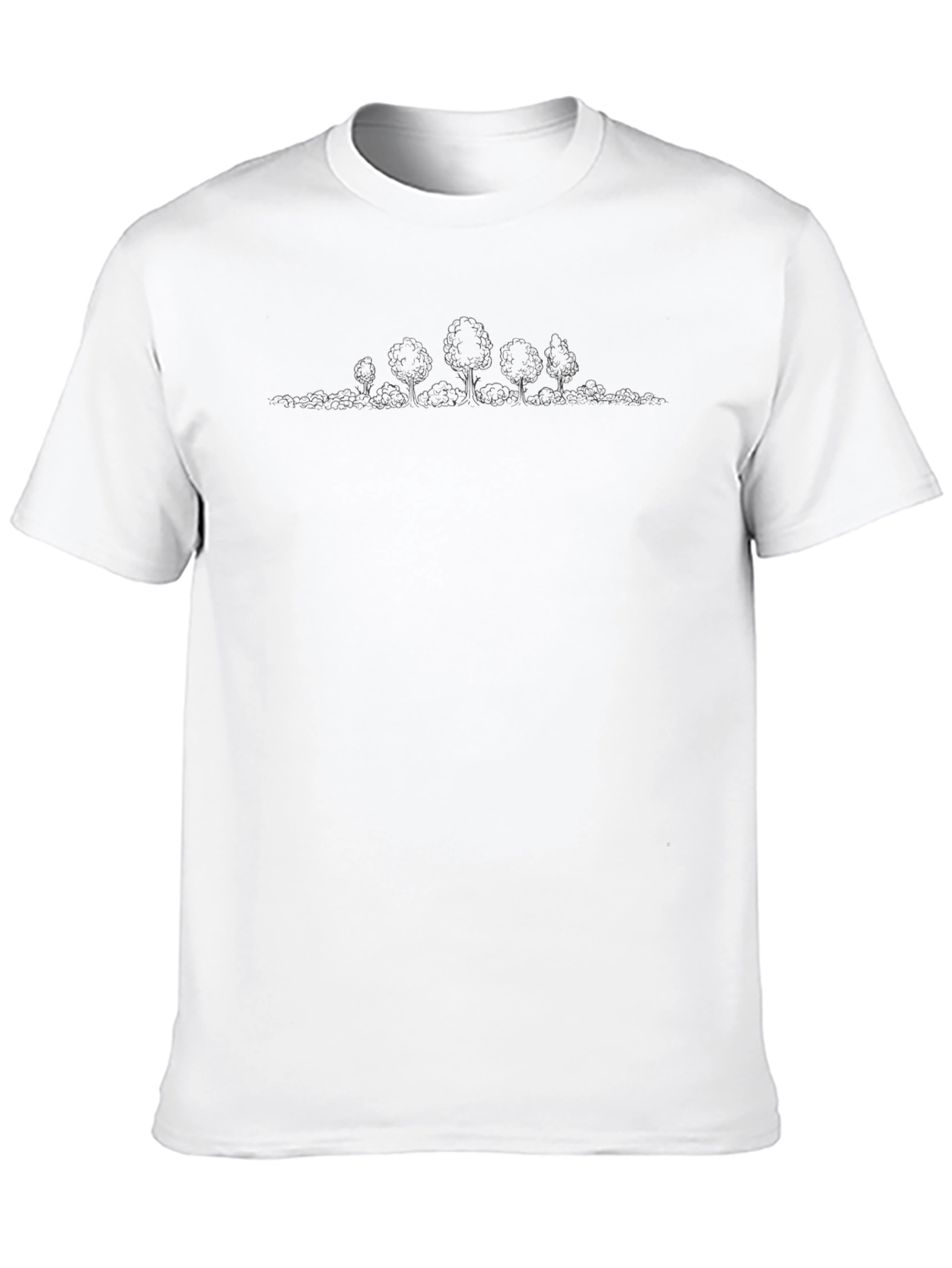 Black T-Shirt with Minimalist Tree Line Design