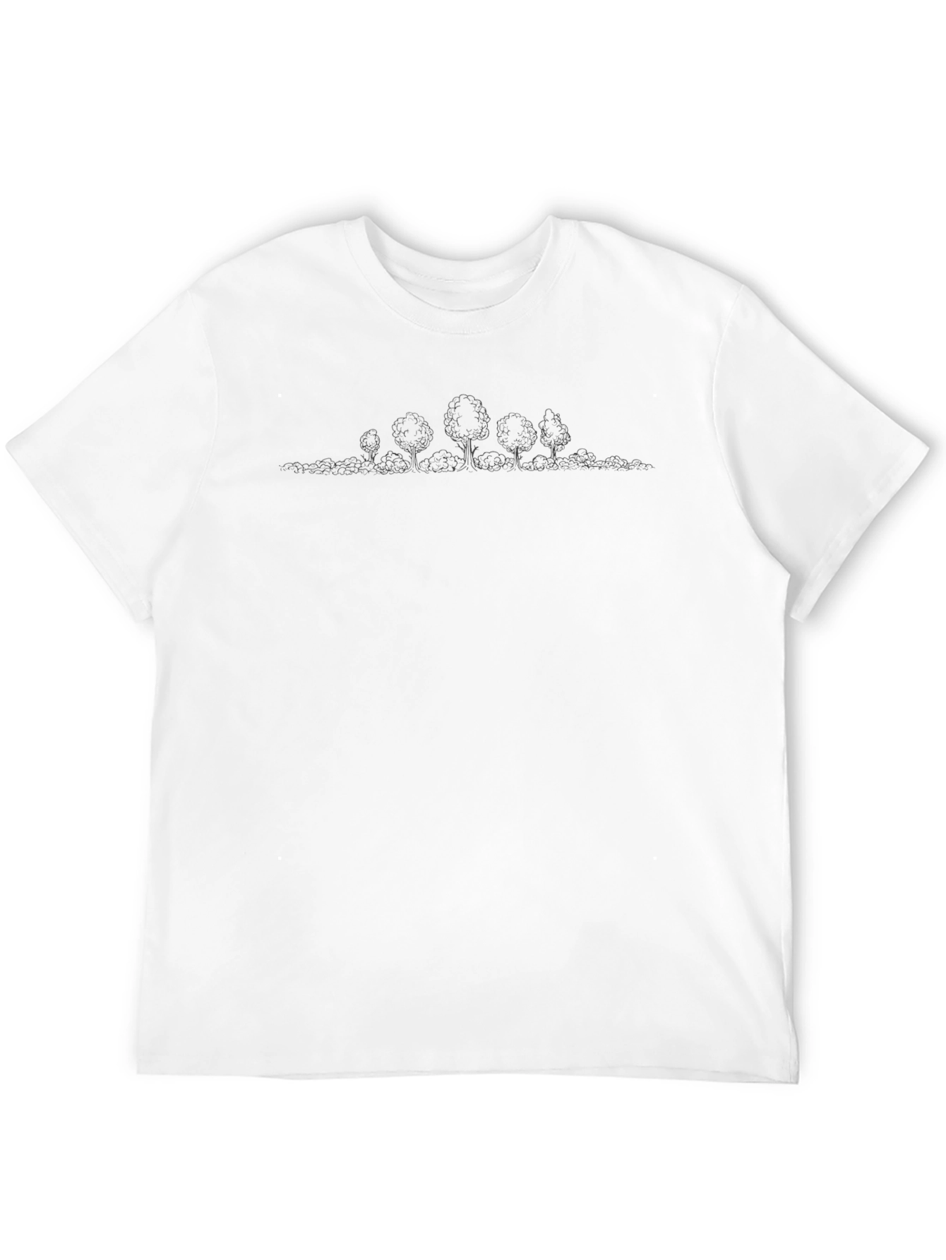 Black T-Shirt with Minimalist Tree Line Design
