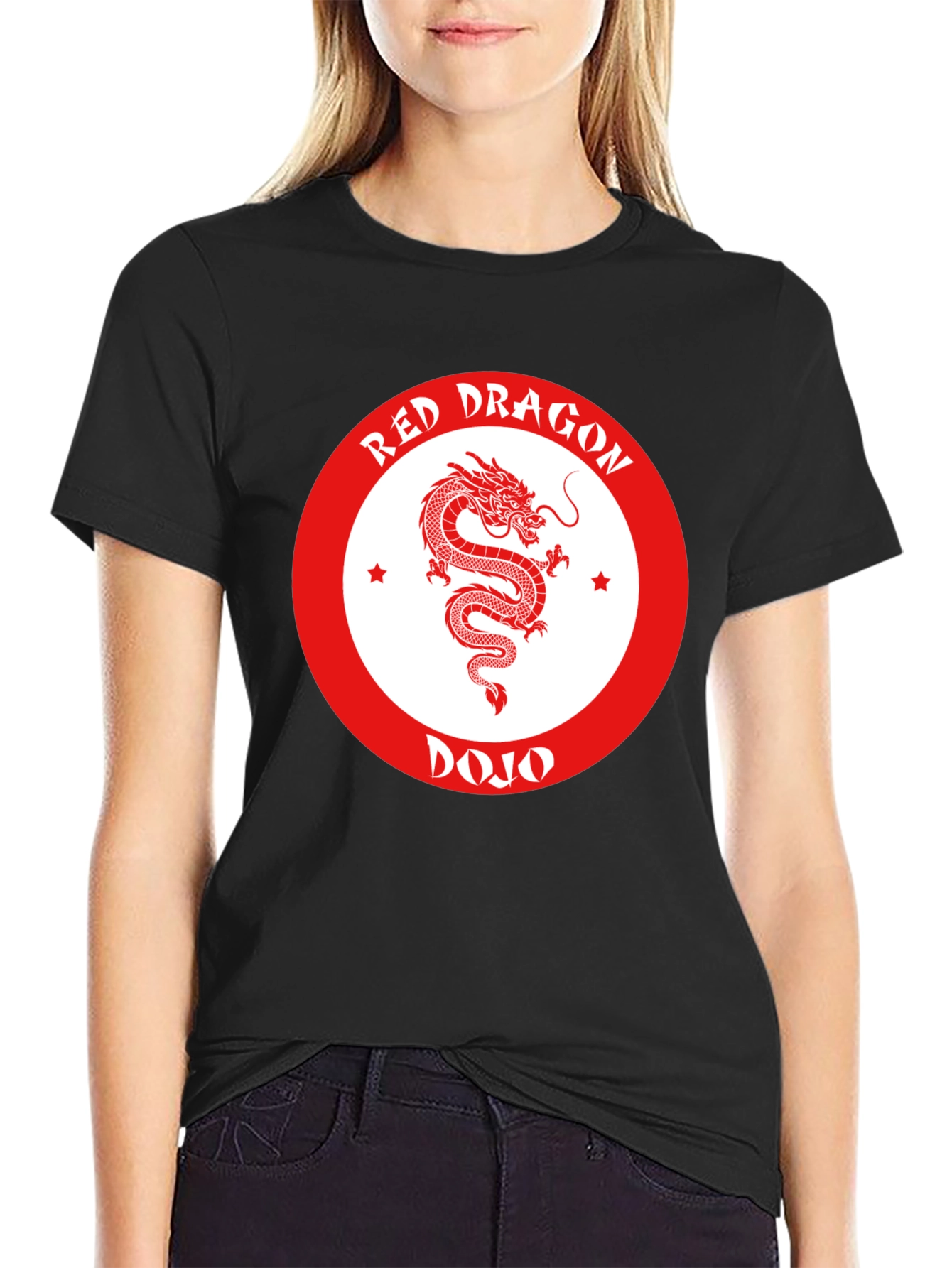 Red Dragon Dojo Black T-Shirt Martial Arts Graphic Tee