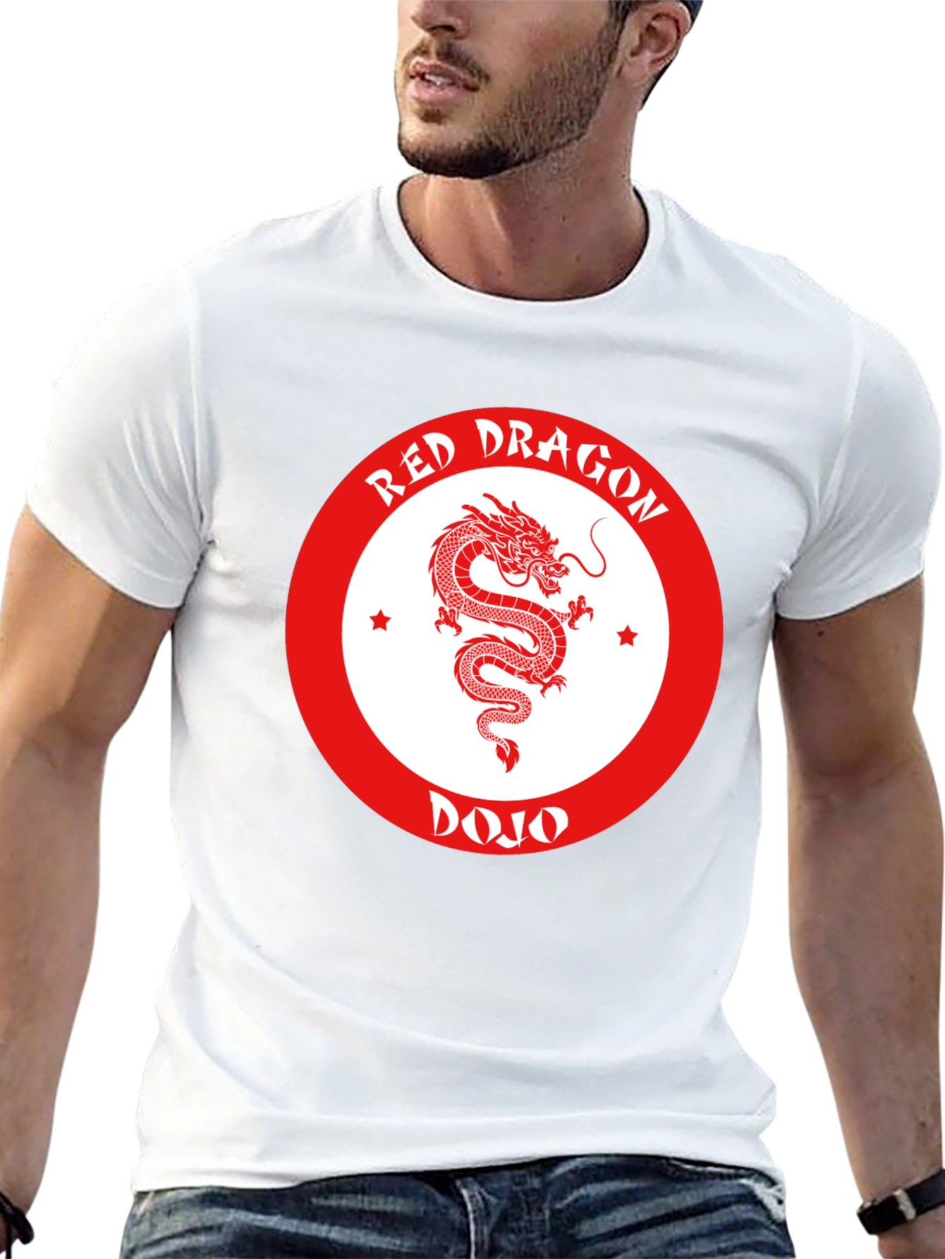 Red Dragon Dojo Black T-Shirt Martial Arts Graphic Tee